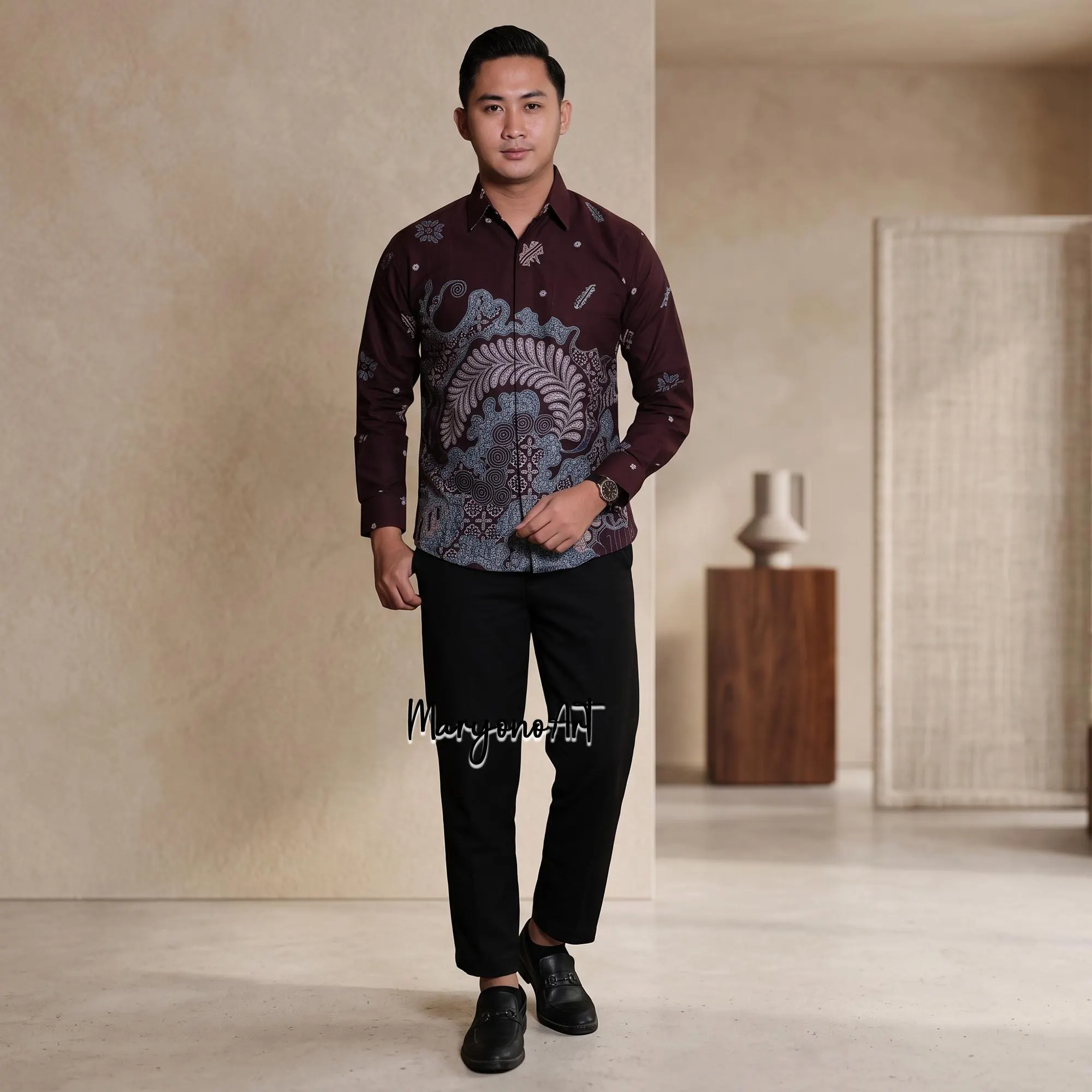 Batik Shirt Men Long Sleeve Niramaya Furing Batik Top