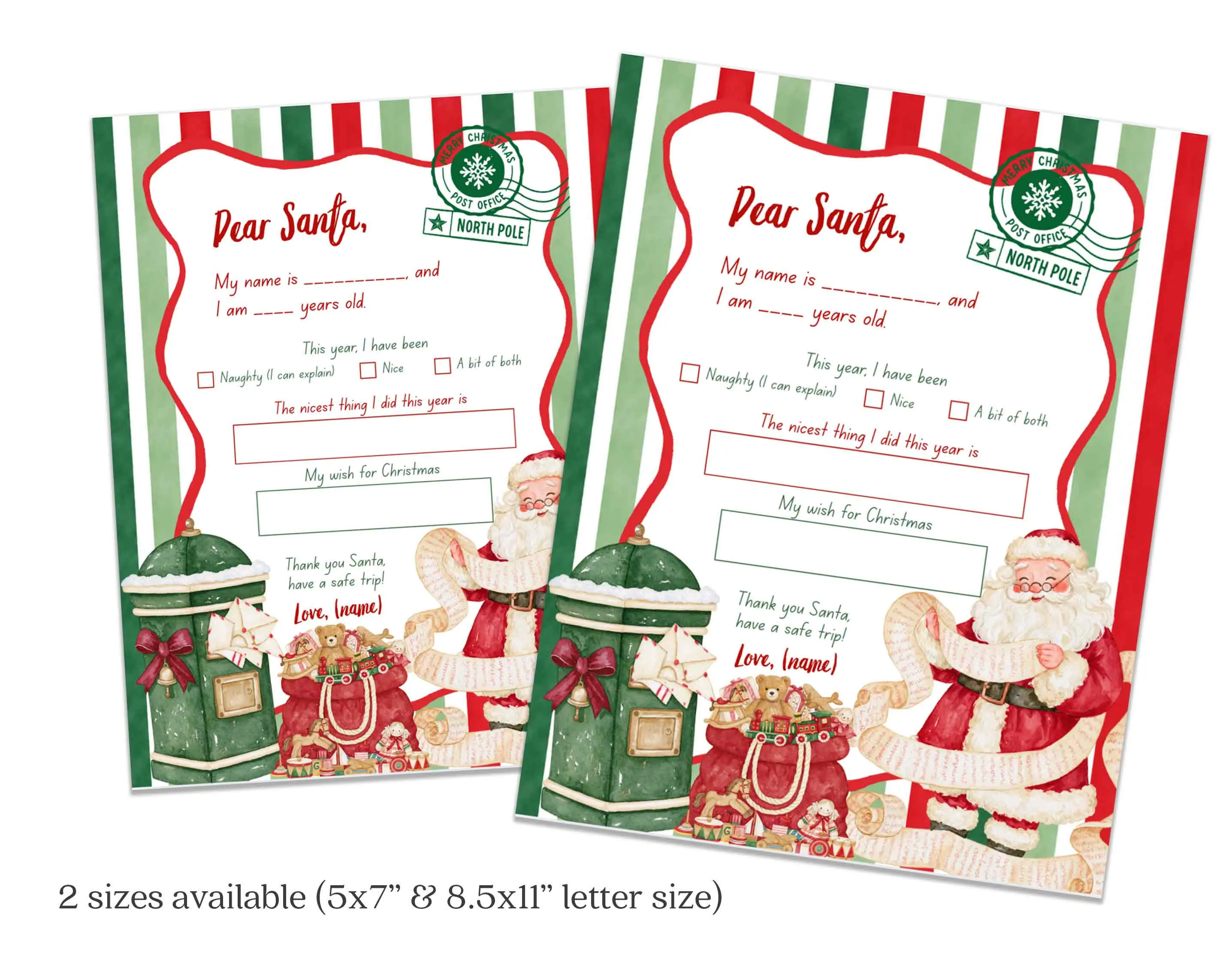 Canva Editable Dear Santa Christmas Wish List, North Pole Christmas Letter to Santa, Digital Christmas Printable Santa Claus Letter C276 - image 3