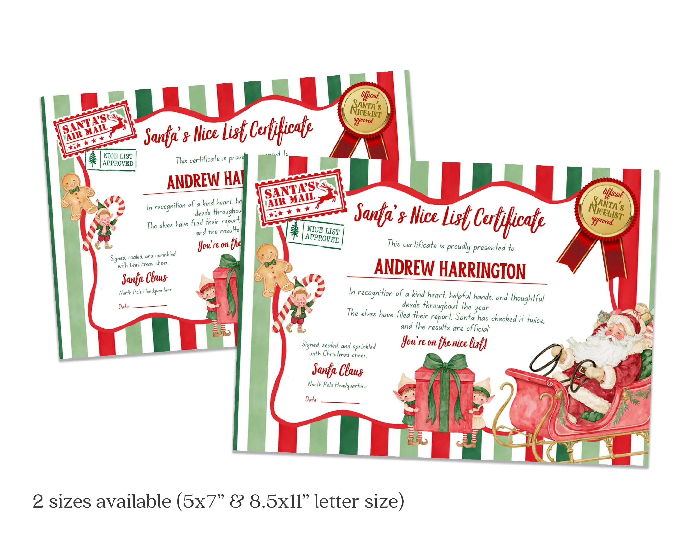 Canva Editable Santa's Nice List Certificate, Christmas Reward, from the North Pole, Christmas Printable Certificate, Canva C276 - image 3