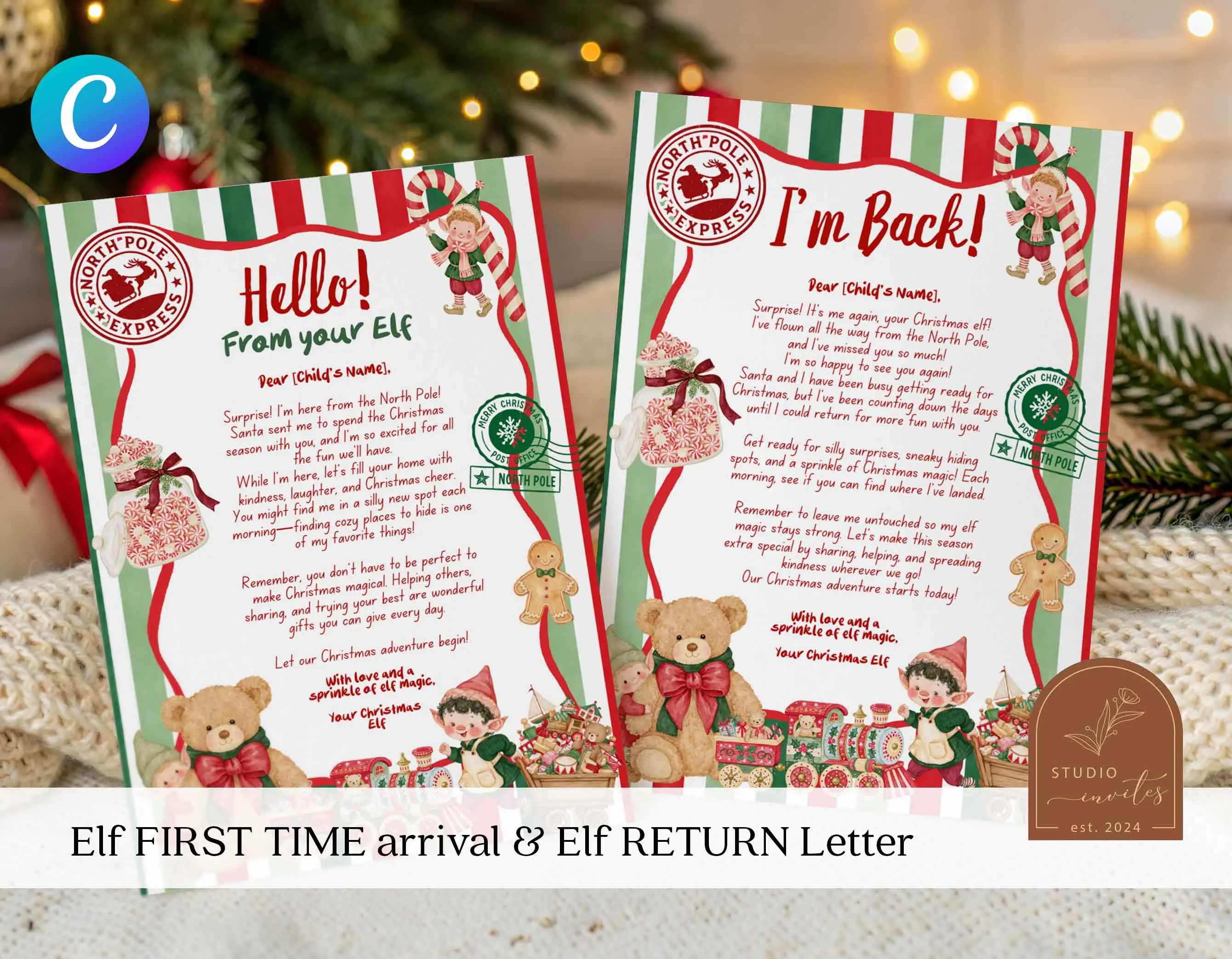 Editable Elf Arrival Letter And Elf Goodbye Letter Bundle, Canva Elf Return And Elf Departure Letter, First Time Elf Activity Set C276 - image 3