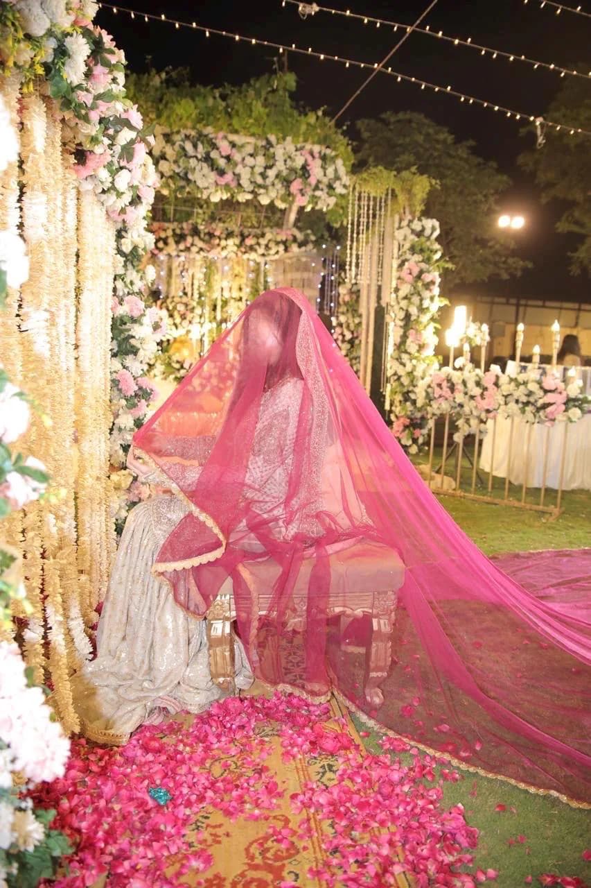 Elegant Net Wedding Veil: Muslim Nikkah, Pakistani Bride