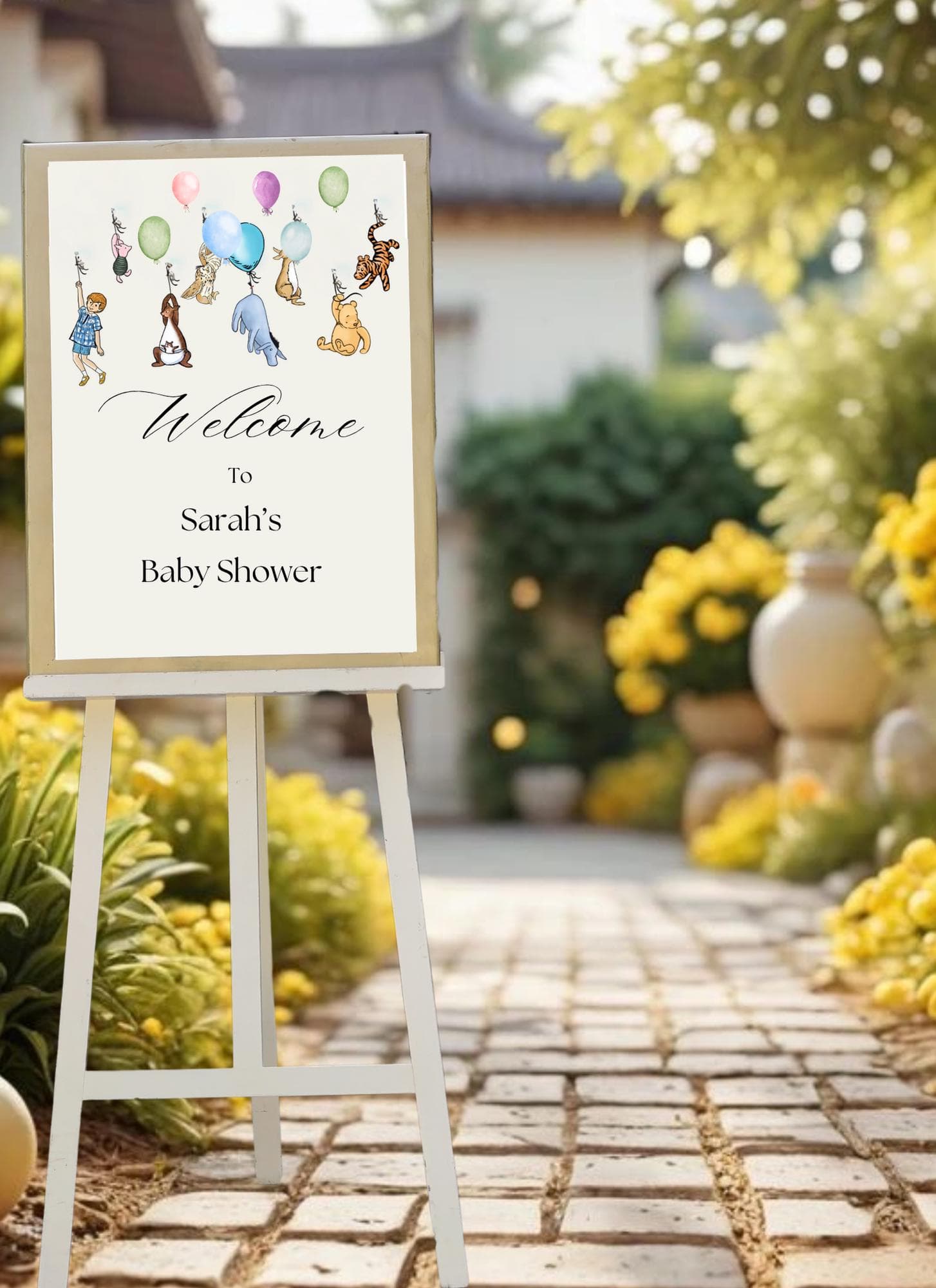 Winnie the Pooh Welcome Sign: Custom Baby Shower, 1st Birthday (Digital Download)