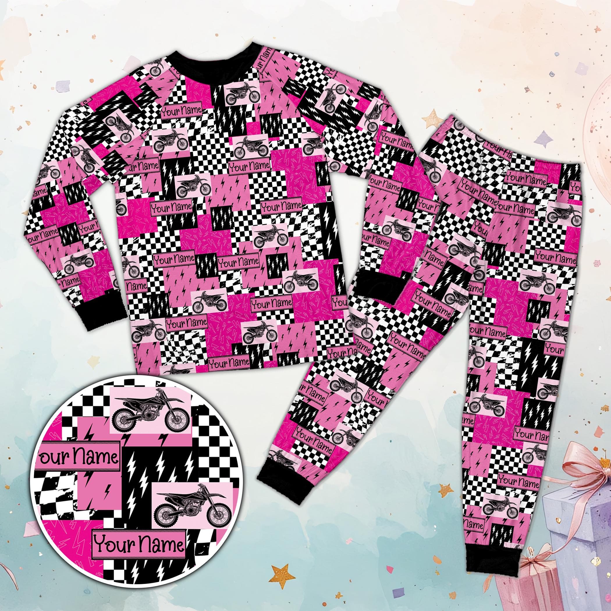 Personalized Motocross Pajamas Kids, Custom Name Dirt Bike PJ Set, Racing Sleepwear Outfit, BMX Rider Gift, Kids Birthday Gift Pajamas - image 4
