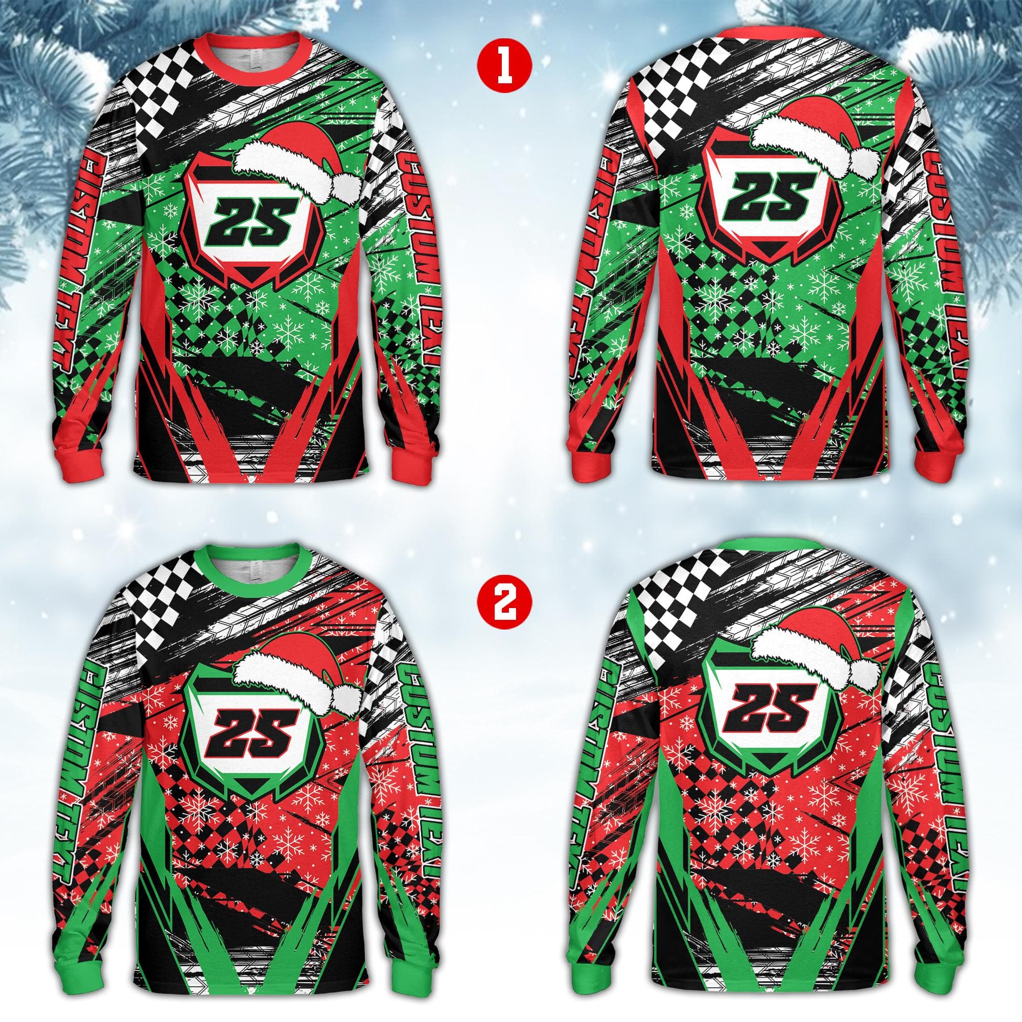 Custom Christmas Dirt Bike Long Sleeve Shirt, Personalized Rider's Name Number Plate Shirt, Motocross Xmas Off-Road Racing, Santa Dirt Bike - image 4