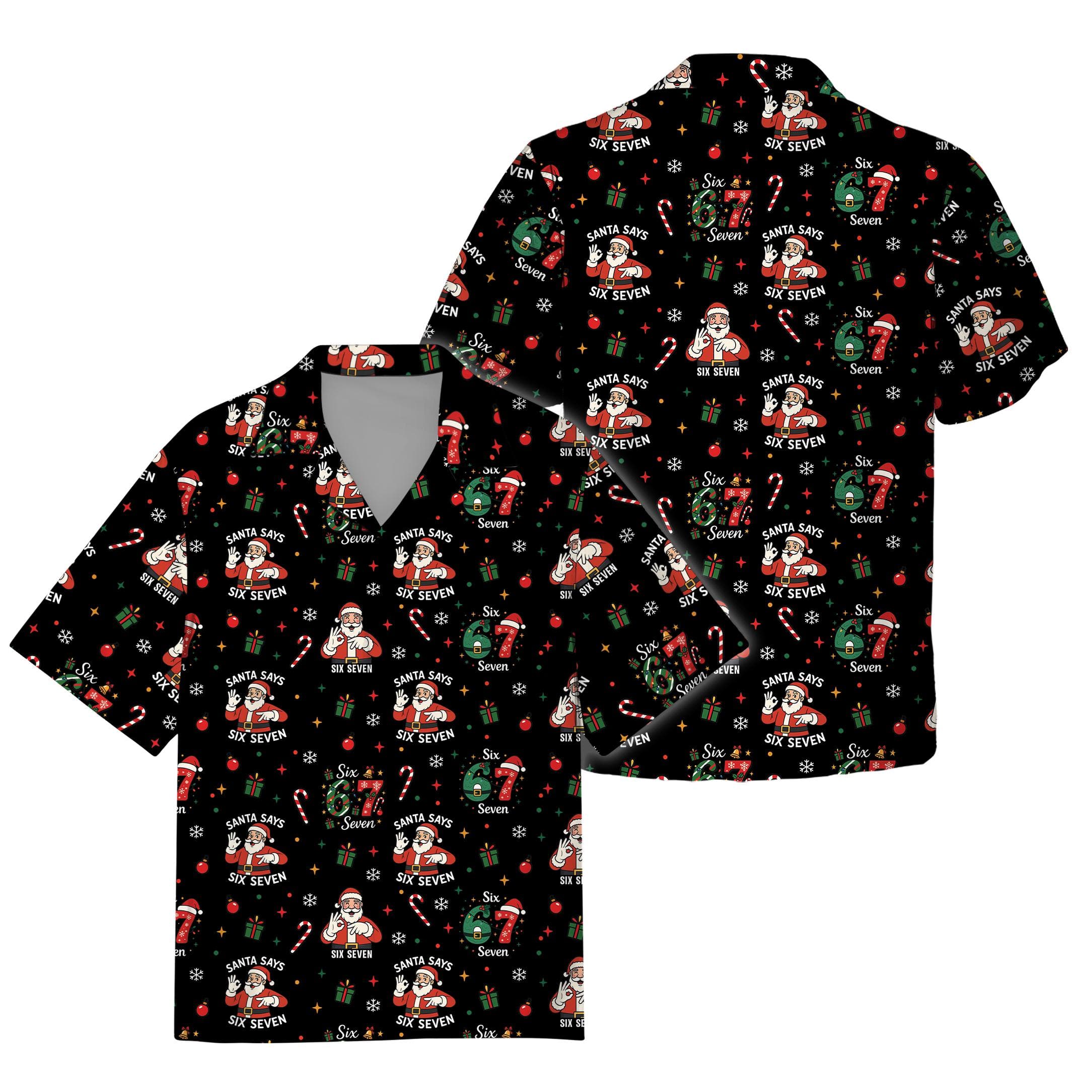 Funny 67 Meme Hawaiian Shirt, Santa Says Six Seven Shirt, Trending Gen Z Christmas Gift, Christmas Viral 67 Gift - image 4