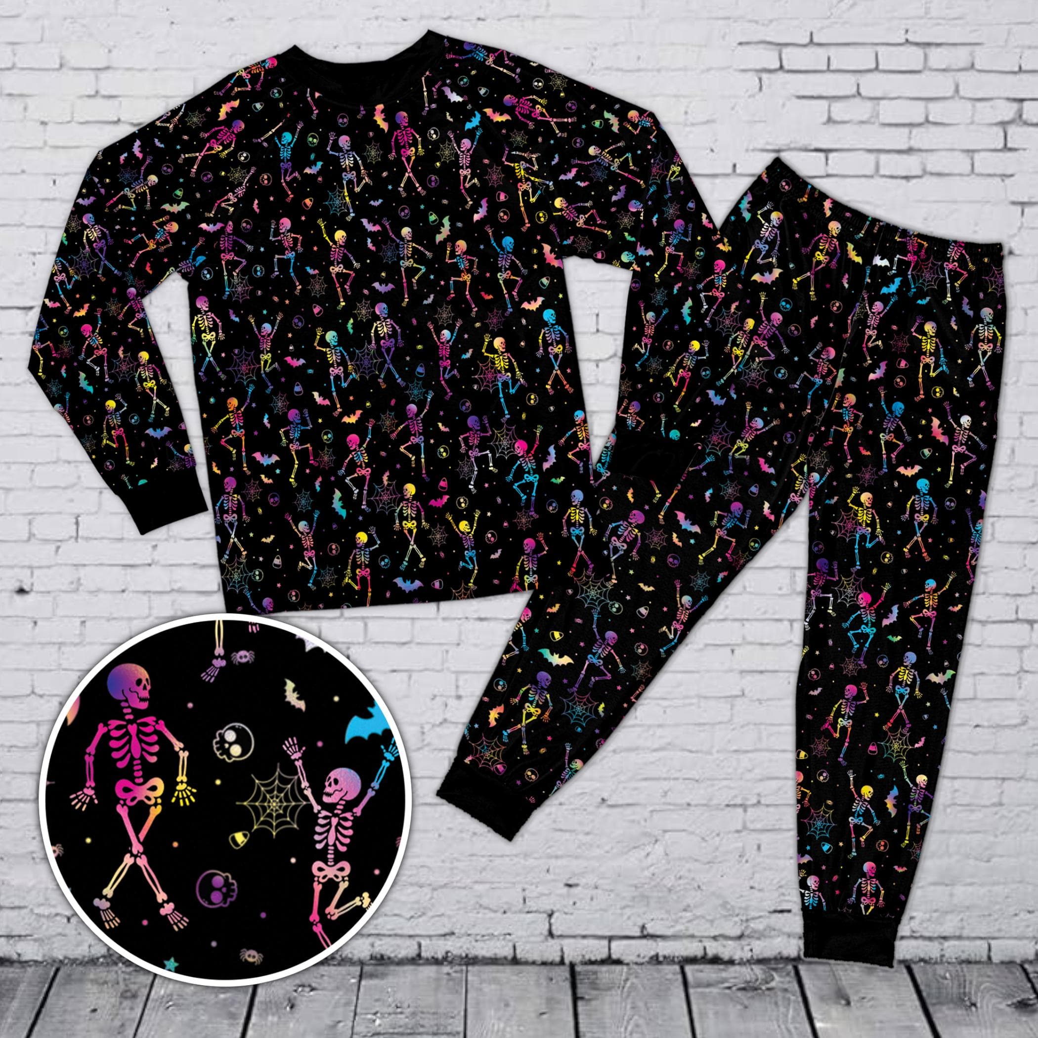 Spooky Neon Halloween Pajamas, Dancing Skeleton BOO Ghost Family Matching PJs for Adults Kids, Pumpkin Candy Corn Sleepwear - image 4