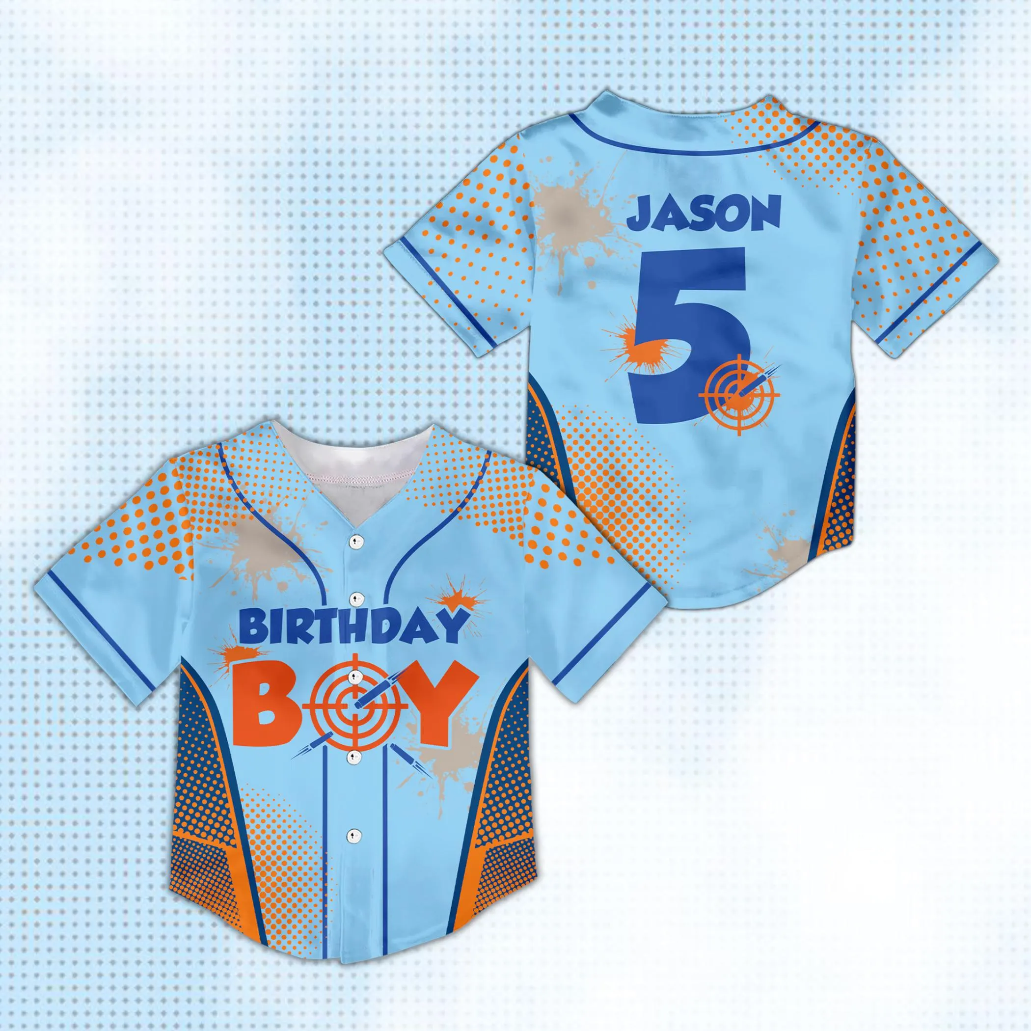 Personalized Kids Birthday Baseball Jersey, Custom Name Age Birthday Jersey, Toy Blaster Birthday Boy Jersey, Birthday Party Outfit for Boys - image 5