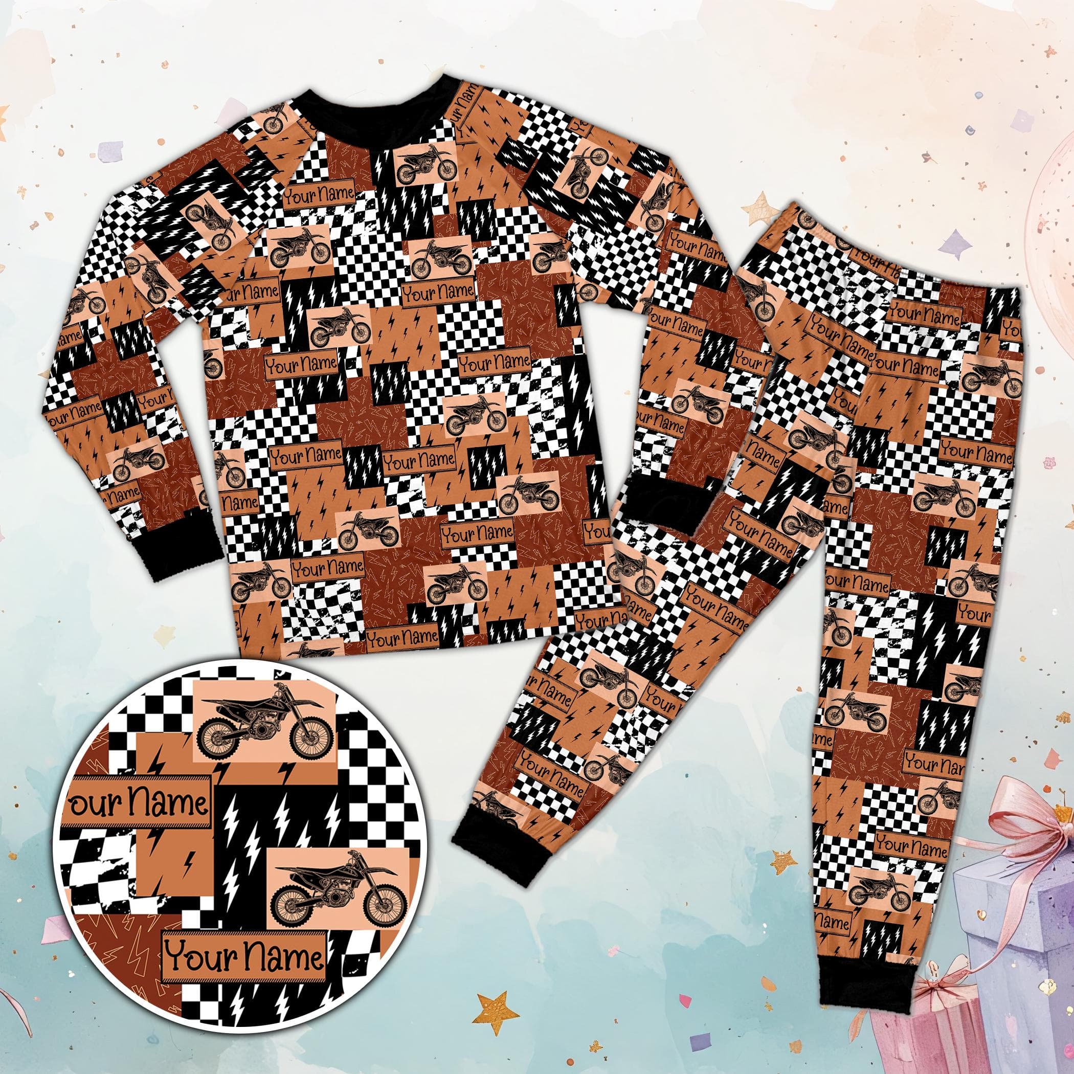 Personalized Motocross Pajamas Kids, Custom Name Dirt Bike PJ Set, Racing Sleepwear Outfit, BMX Rider Gift, Kids Birthday Gift Pajamas - image 5