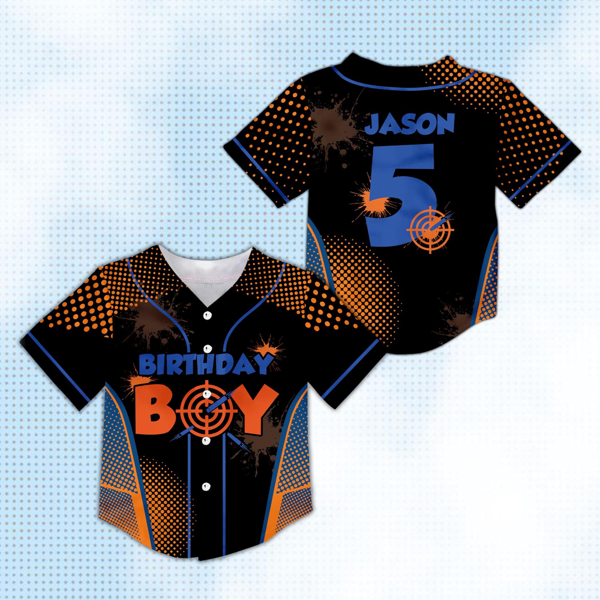 Personalized Kids Birthday Baseball Jersey, Custom Name Age Birthday Jersey, Toy Blaster Birthday Boy Jersey, Birthday Party Outfit for Boys - image 4