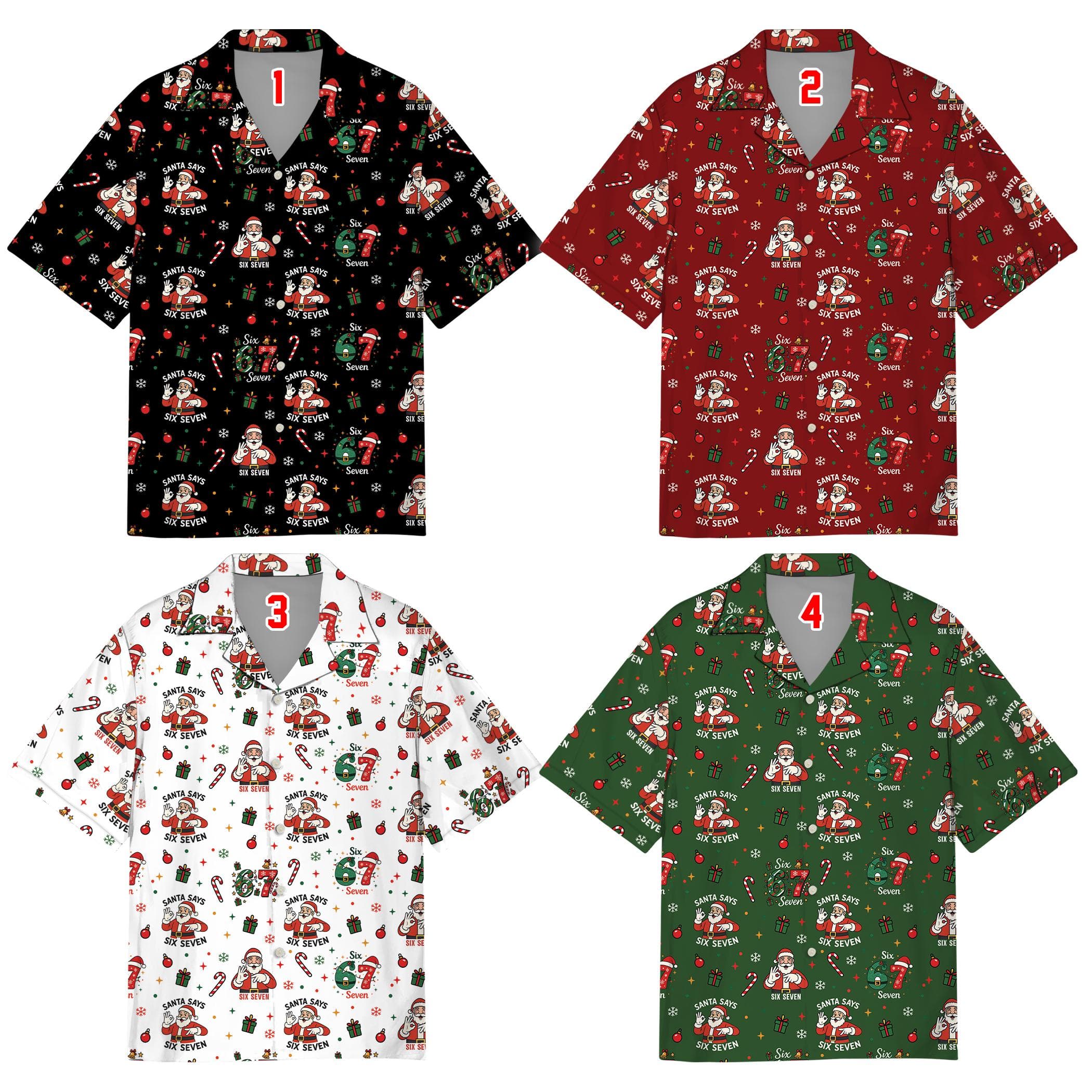 Funny 67 Meme Hawaiian Shirt, Santa Says Six Seven Shirt, Trending Gen Z Christmas Gift, Christmas Viral 67 Gift
