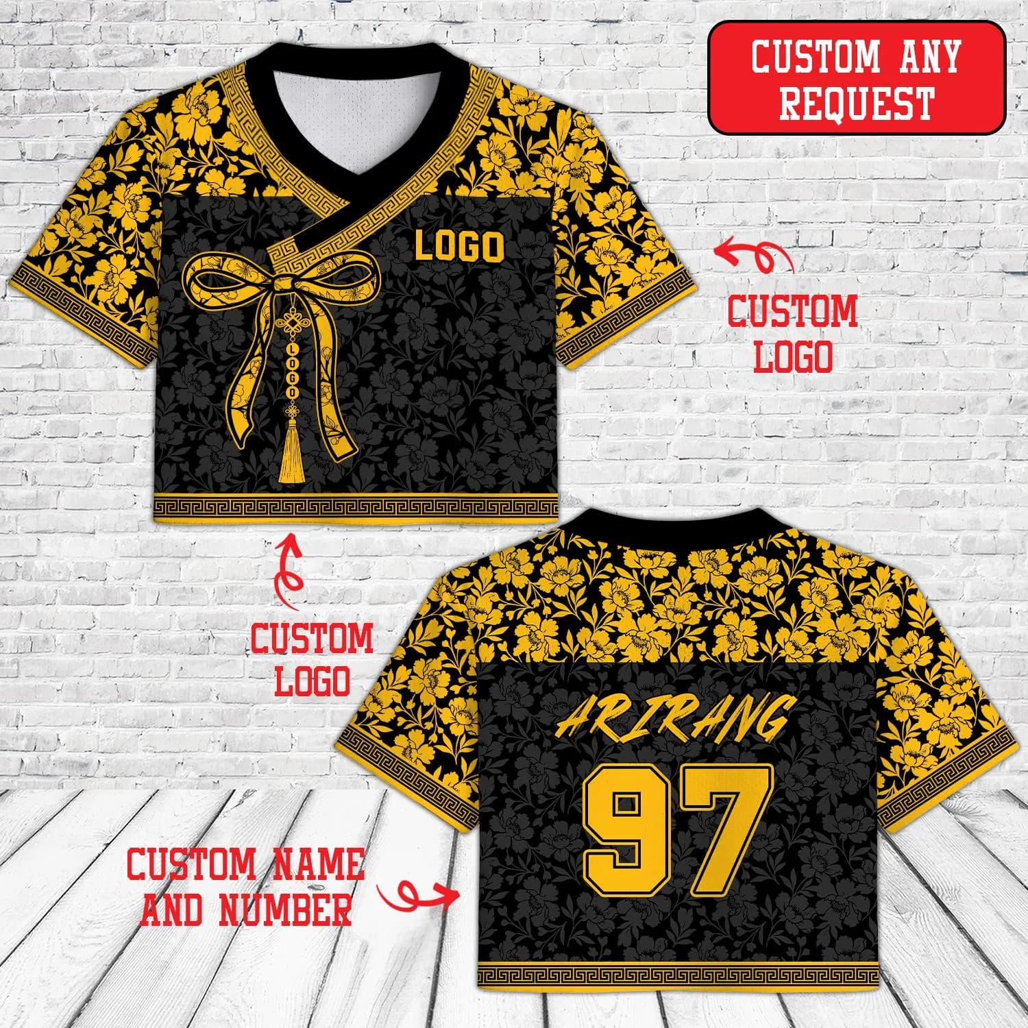 Custom Kpop Hanbok Crop Top Jersey, Korean Floral Norigae Jersey, Personalized Name Number, Concert Merch Outfit, Kpop Fan Gift - image 5