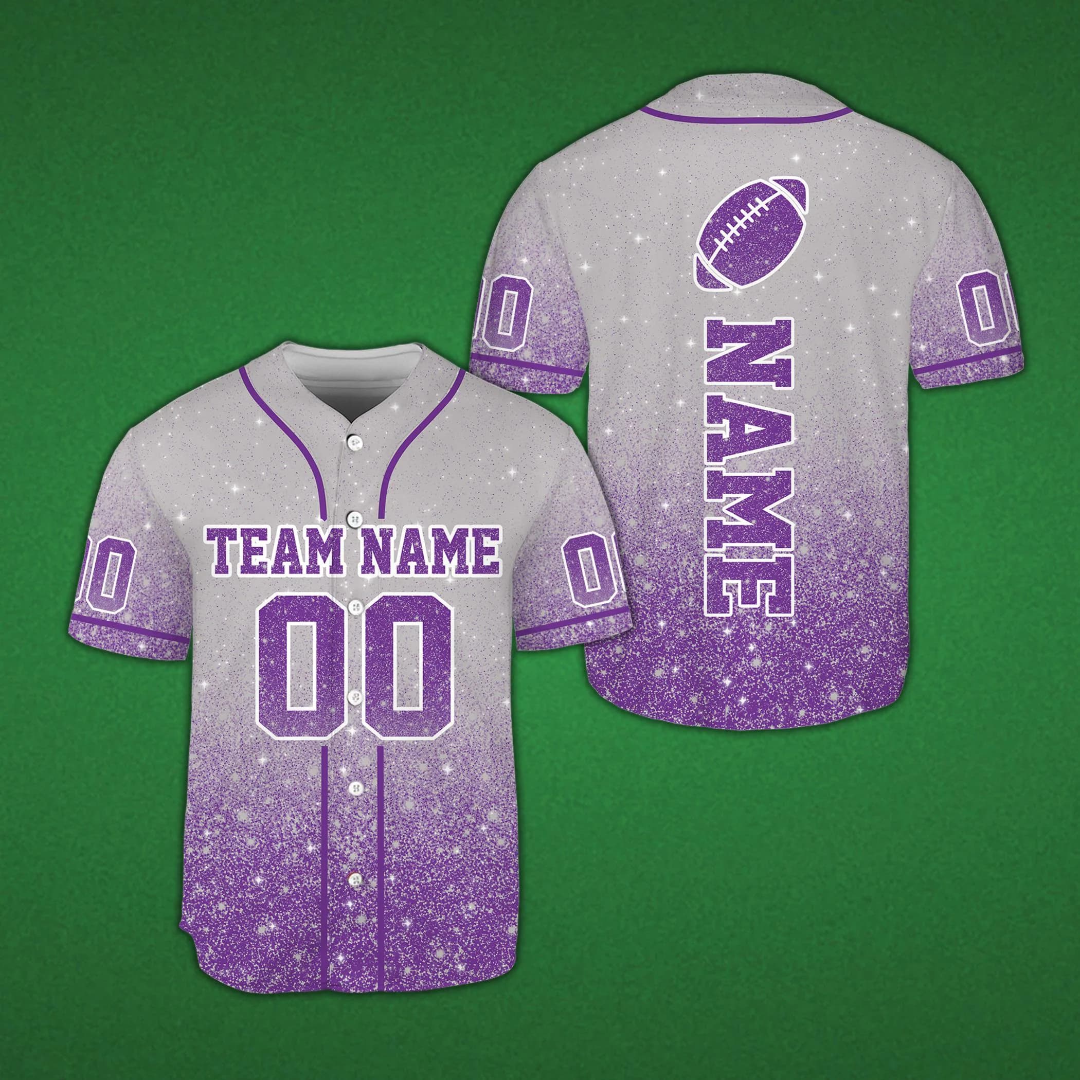 Custom Team Jersey, Faux Sparkle Glitter Print Design, Personalized Football Shirt, Unisex Sports Apparel, Gradient Ombre Jersey for Fans - image 5