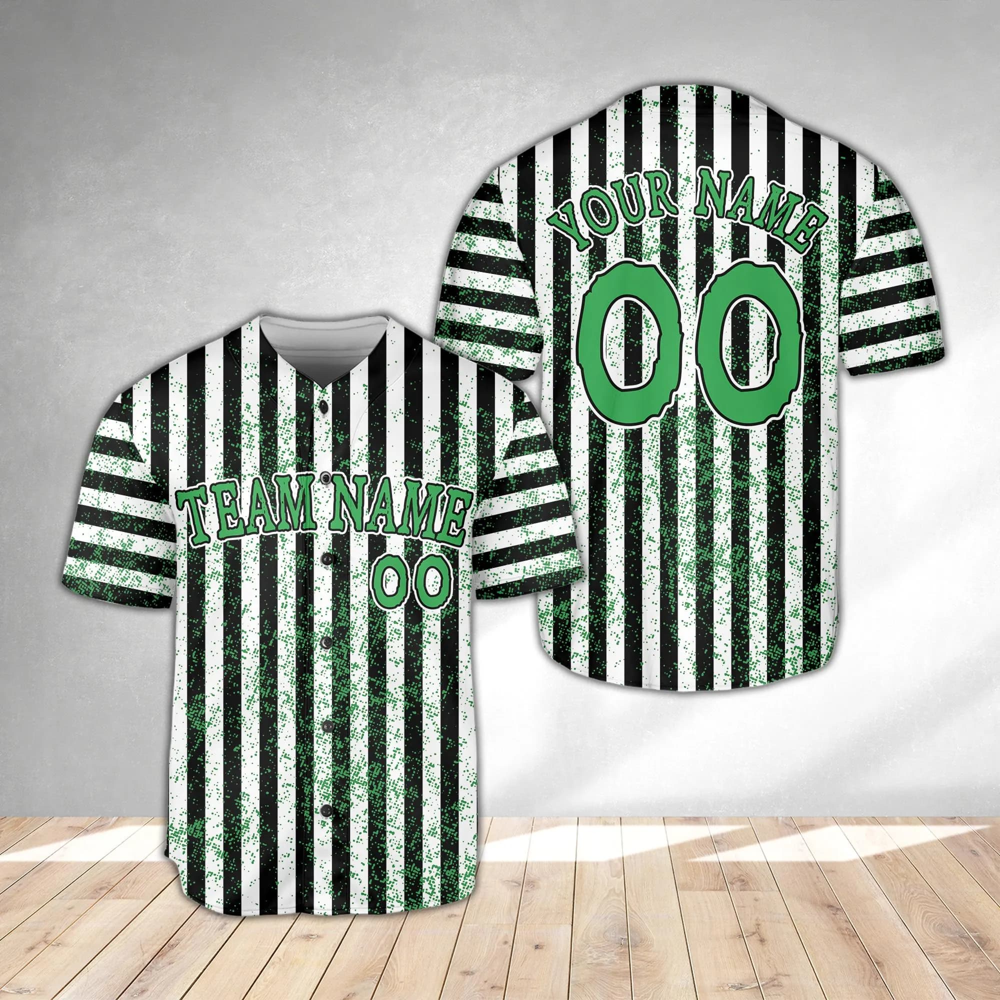Custom Slime Green Stripe Halloween Jersey, Dripping Spooky Season Baseball Jersey, Trick Or Treat Squad, Personalized Stripe Halloween Gift - image 4