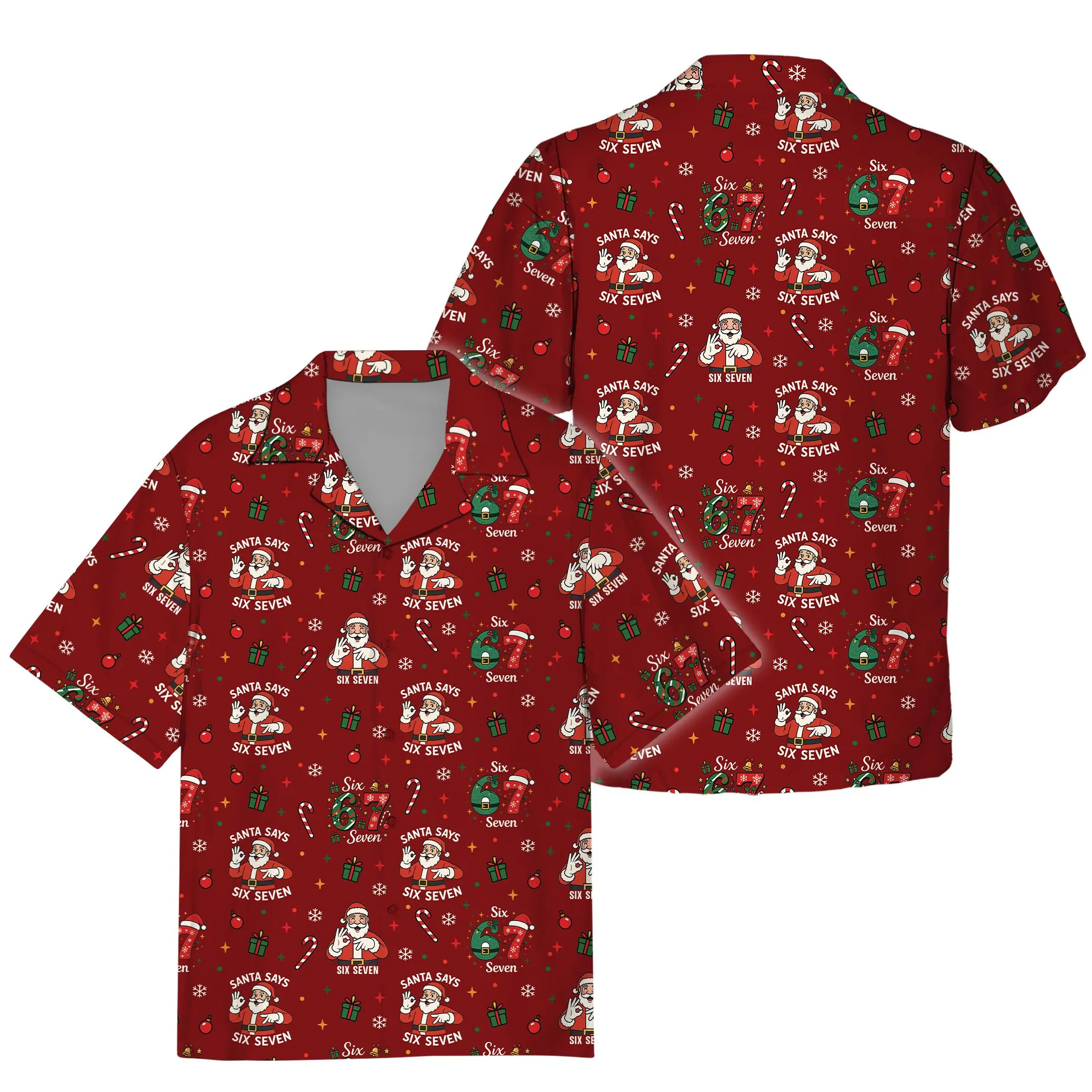 Funny 67 Meme Hawaiian Shirt, Santa Says Six Seven Shirt, Trending Gen Z Christmas Gift, Christmas Viral 67 Gift - image 5