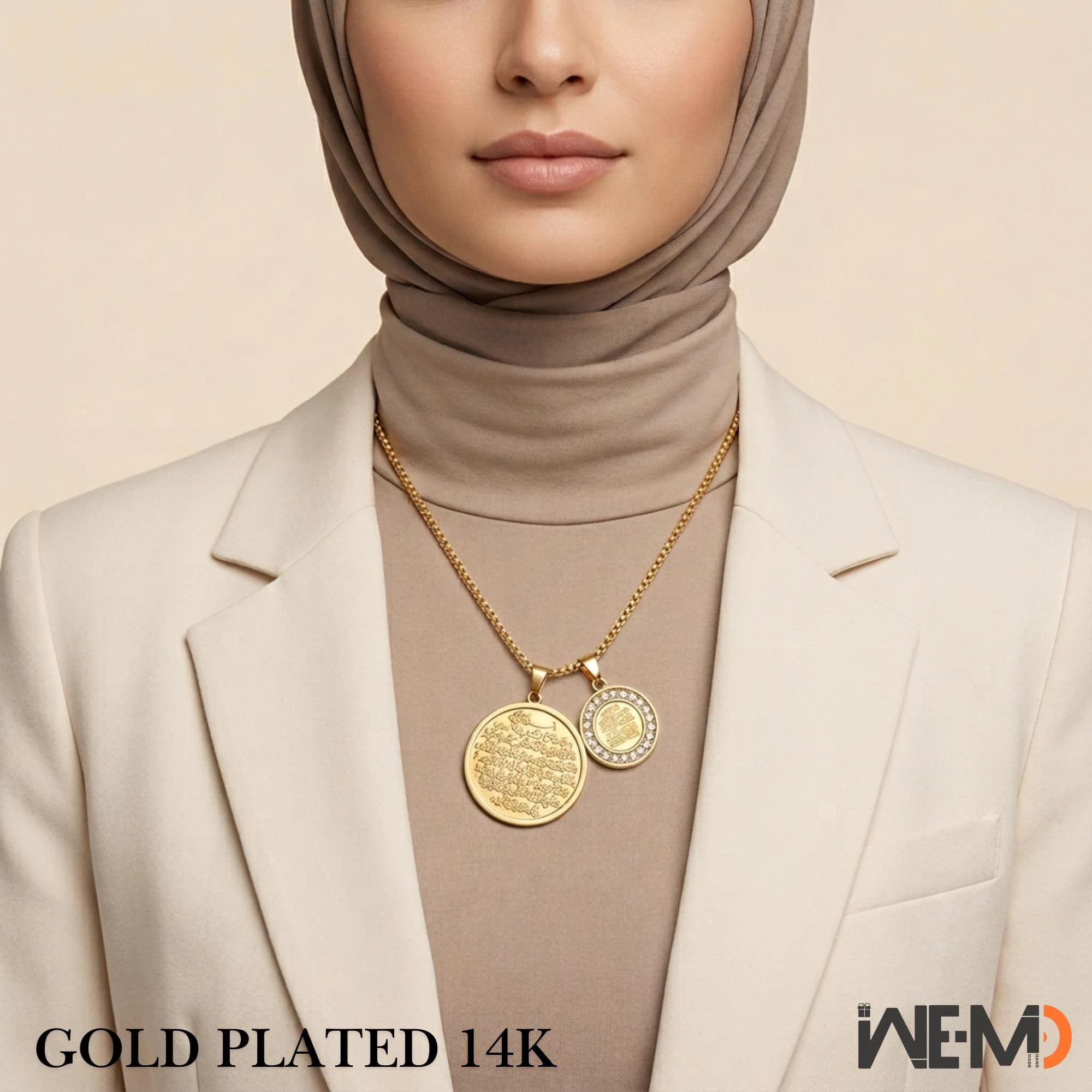 4 Qul Ayatul Kursi Necklace, Gold Quran Pendant Islamic Jewelry, Arabic Calligraphy Muslim Necklace Protection Jewelry, EID GIFT, ALKURSI - image 3