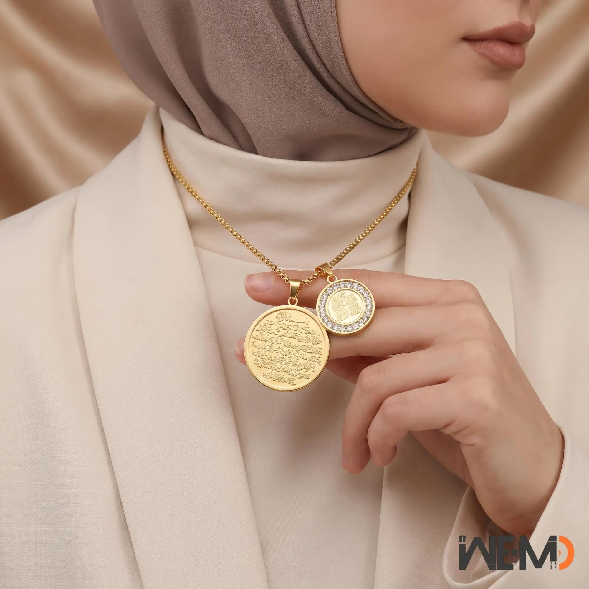 4 Qul Ayatul Kursi Necklace, Gold Quran Pendant Islamic Jewelry, Arabic Calligraphy Muslim Necklace Protection Jewelry, EID GIFT, ALKURSI - image 5