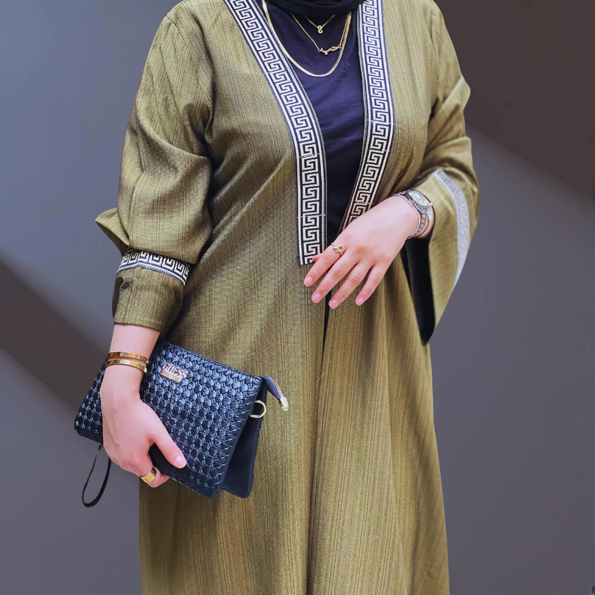 Elegant Abaya with Greek Trim – Modest Dubai Kimono - Luxury dubai abaya - Islamic Dress for Women | Kaftan for Eid, Ramadan & women thobe - image 5