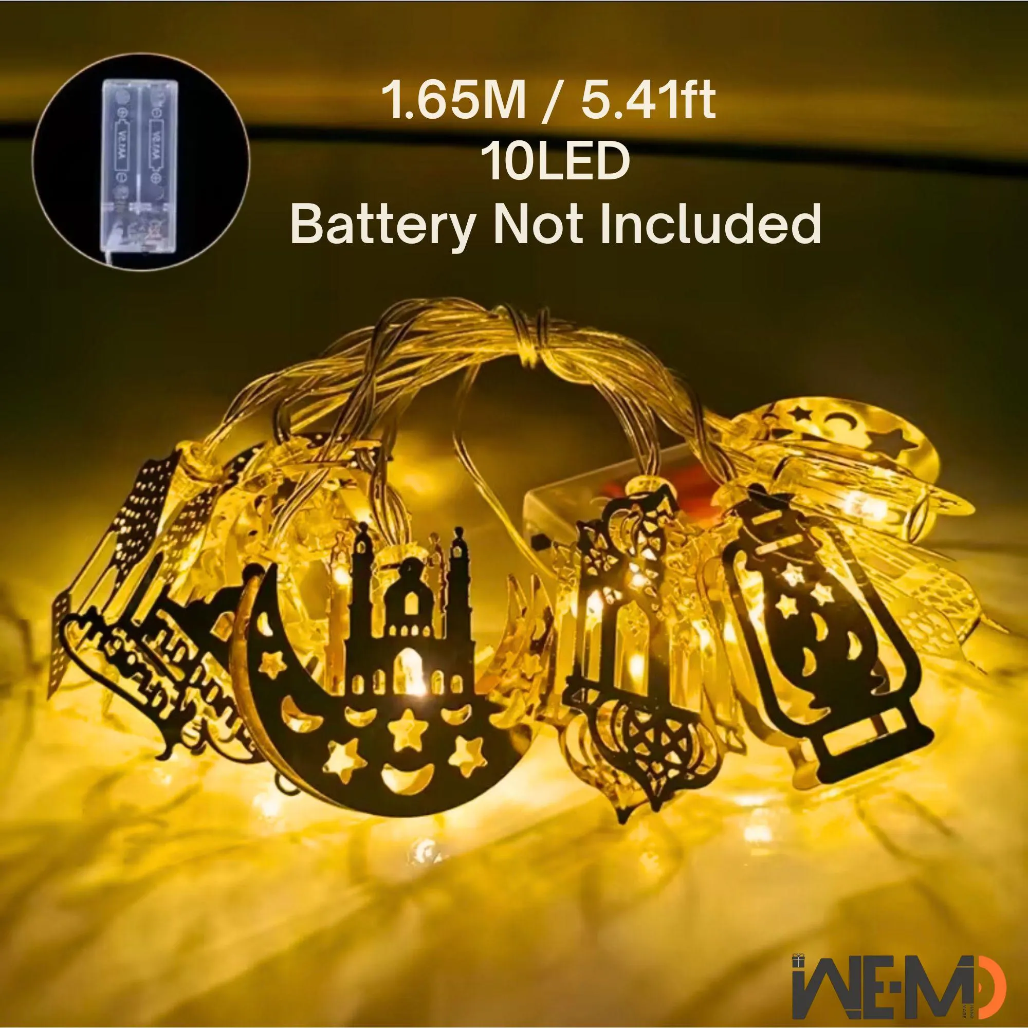 Ramadan Lights – Ramadan Decor, Islamic LED Lantern String Lights for Ramadan & Eid Decoration, 10 Led Ramadan ornament - image 5