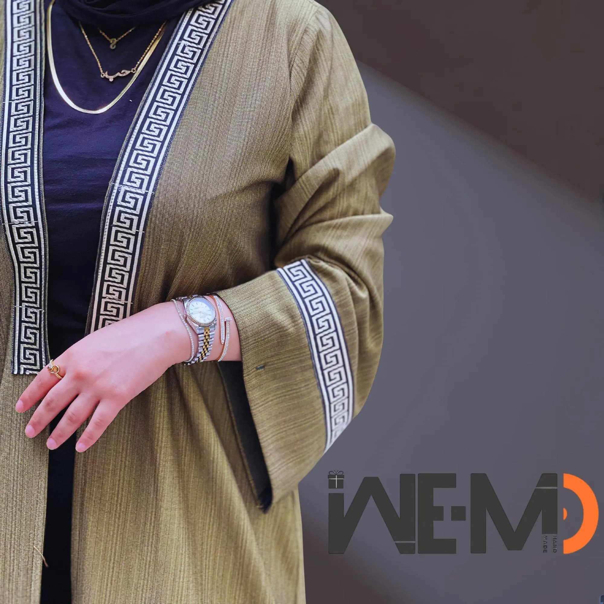 Elegant Abaya with Greek Trim – Modest Dubai Kimono - Luxury dubai abaya - Islamic Dress for Women | Kaftan for Eid, Ramadan & women thobe - image 4