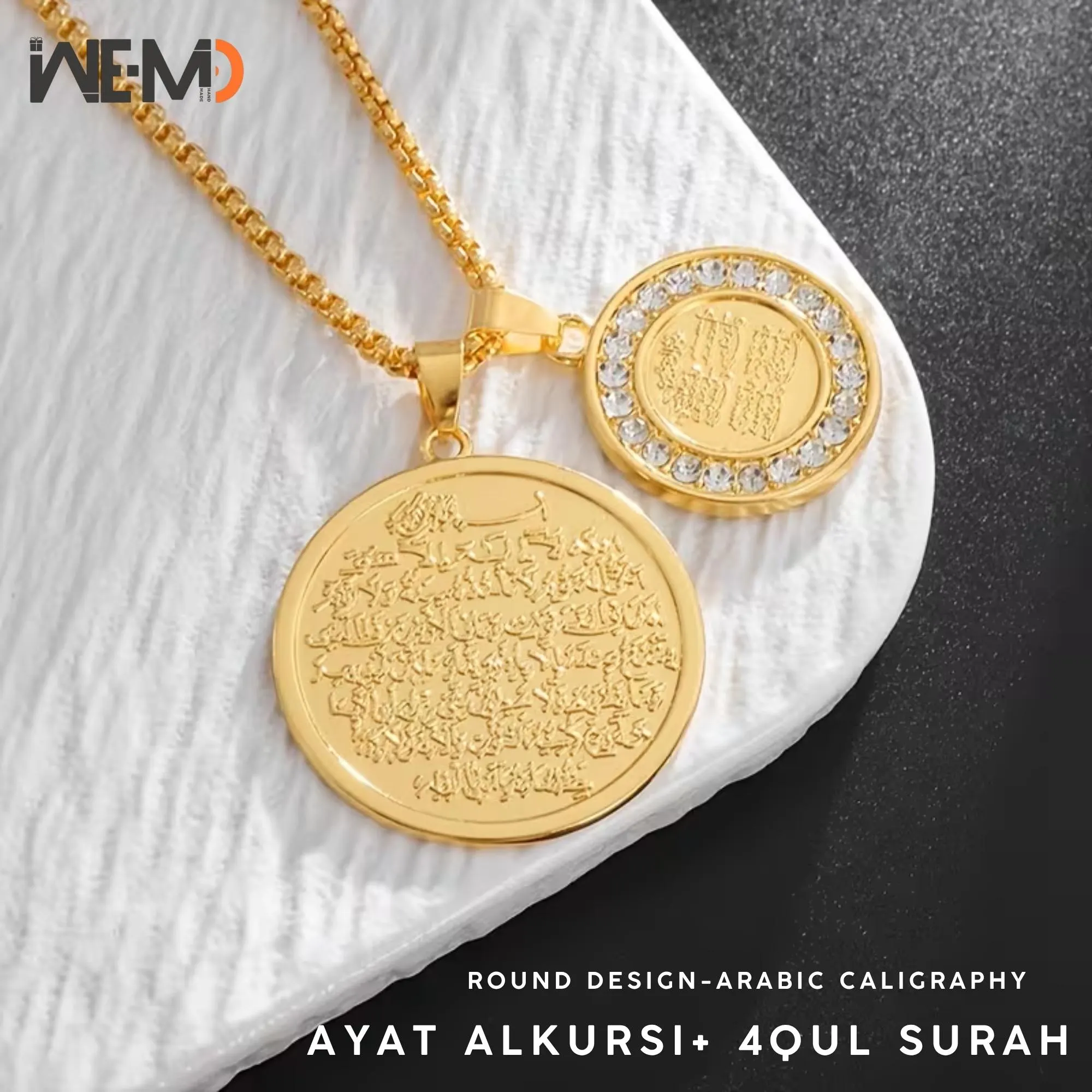 4 Qul Ayatul Kursi Necklace, Gold Quran Pendant Islamic Jewelry, Arabic Calligraphy Muslim Necklace Protection Jewelry, EID GIFT, ALKURSI - image 4