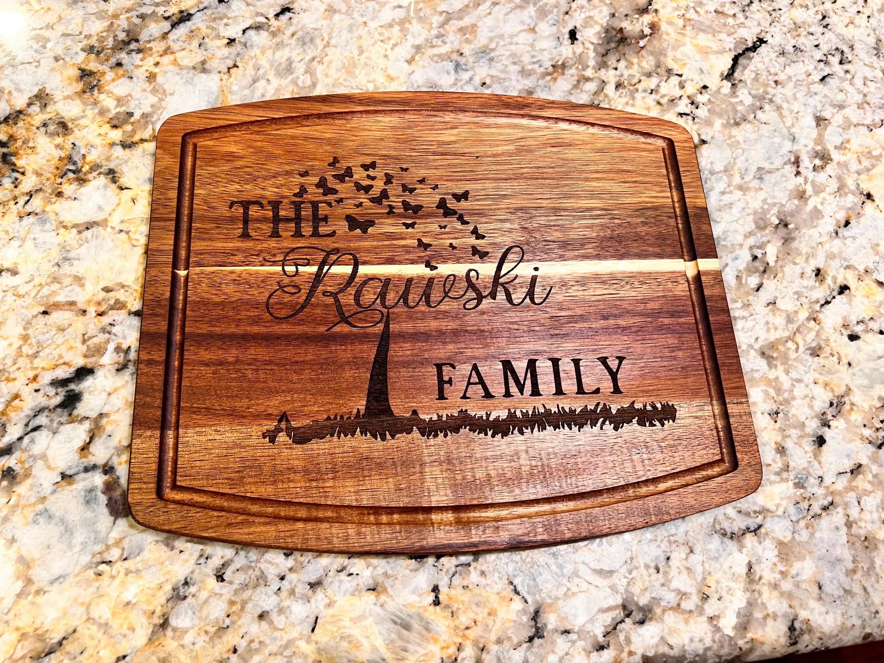 Custom Family Tree Acacia Wood Cutting Board - Engraved Personalized Gift
