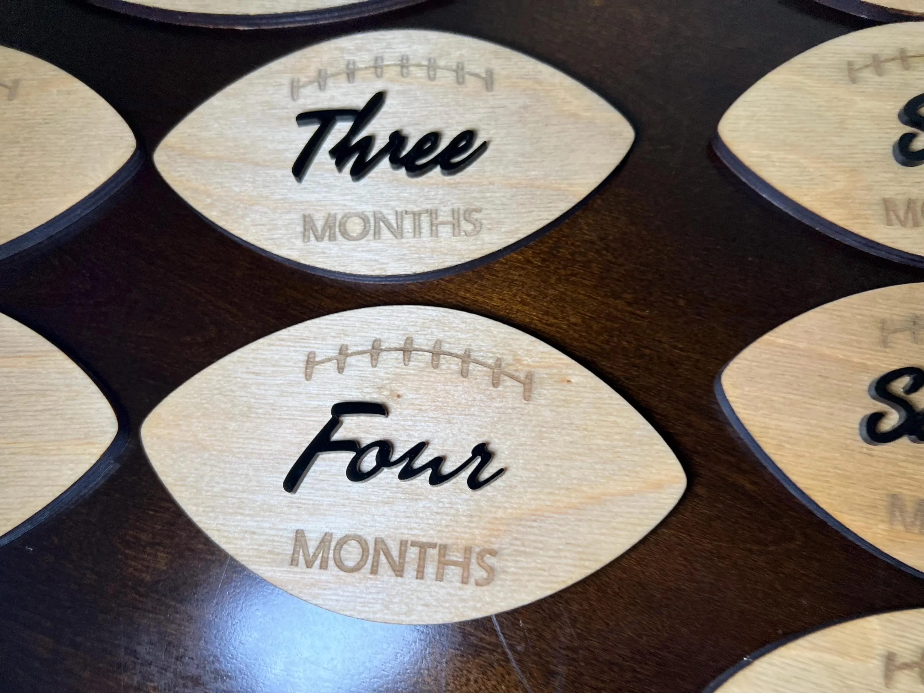 Baby Football Milestone Set | Personalized Sports-Themed Baby Photo Props | Wooden & Acrylic Monthly Markers | Unique Baby Keepsake - image 2