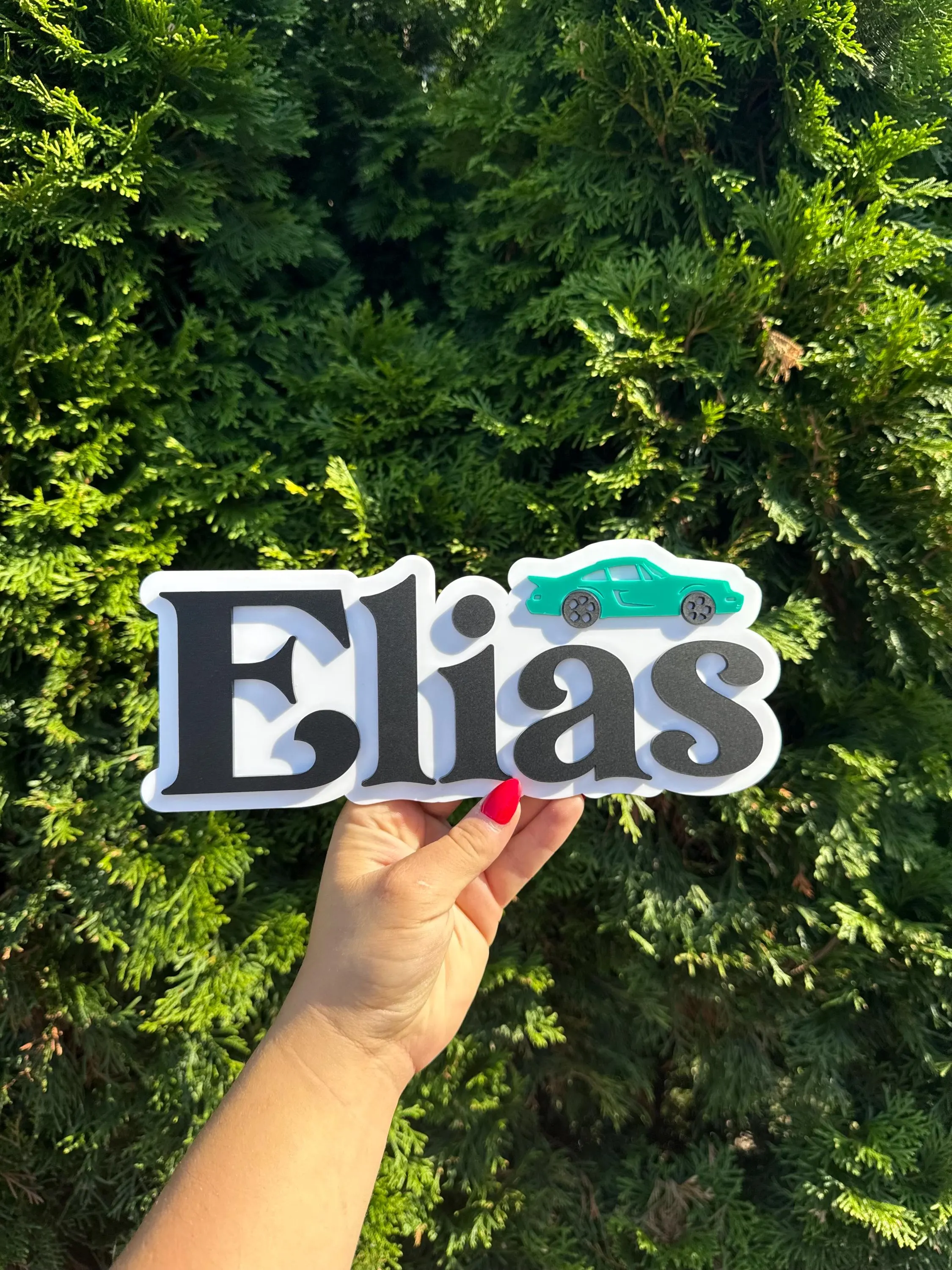 Personalized Car Name Sign – Custom Layered Acrylic Nursery Wall Decor – Baby Boy Room Name Plaque – Kids Room Sign – Car Themed Name Art - image 3