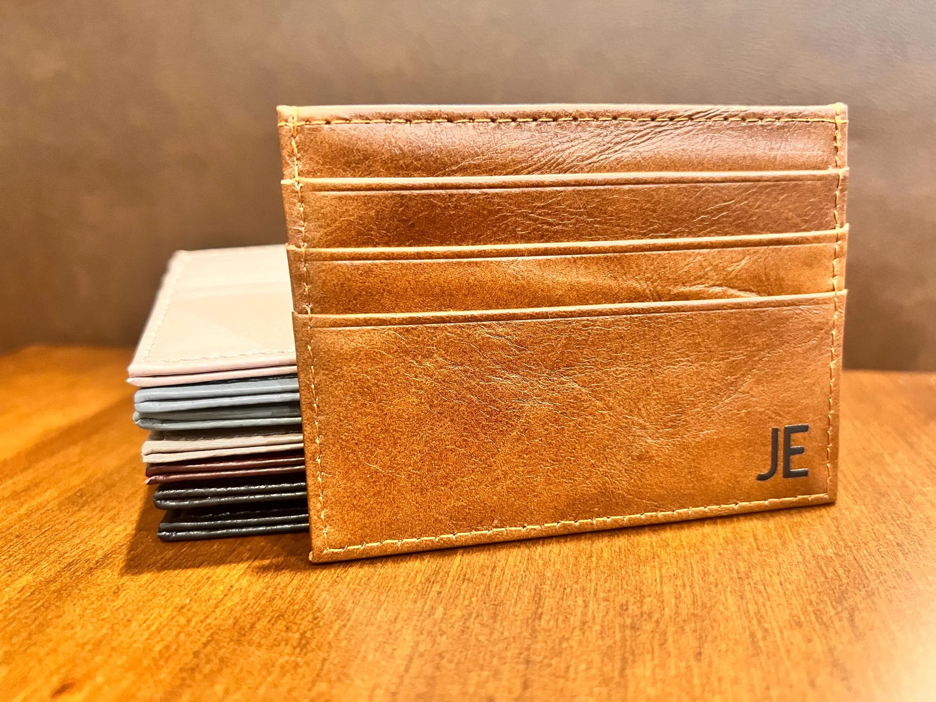 Personalized Leather Cardholder Wallet – Slim Genuine Leather, Gift for Mom