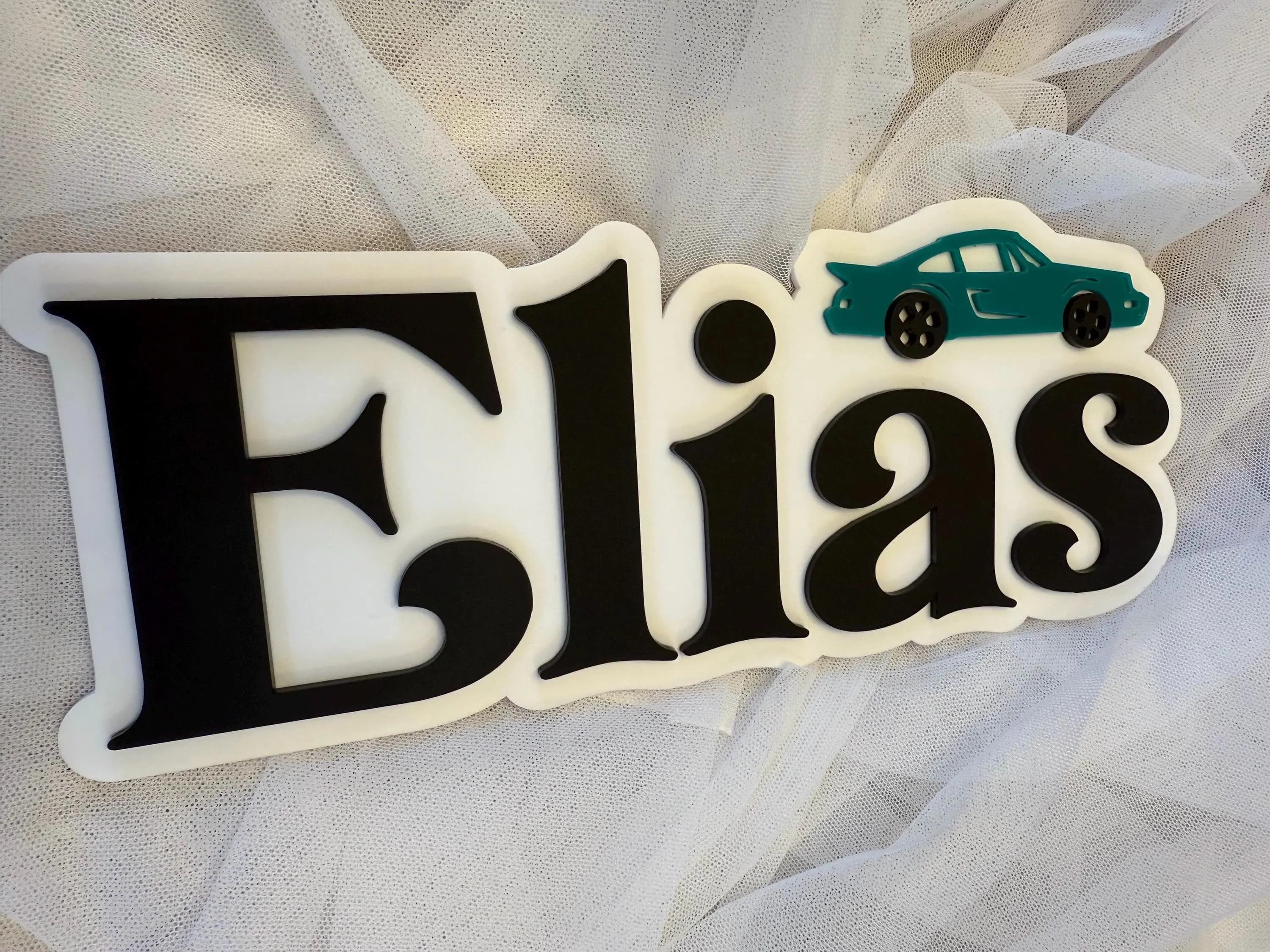 Personalized Car Name Sign – Custom Layered Acrylic Nursery Wall Decor – Baby Boy Room Name Plaque – Kids Room Sign – Car Themed Name Art - image 5