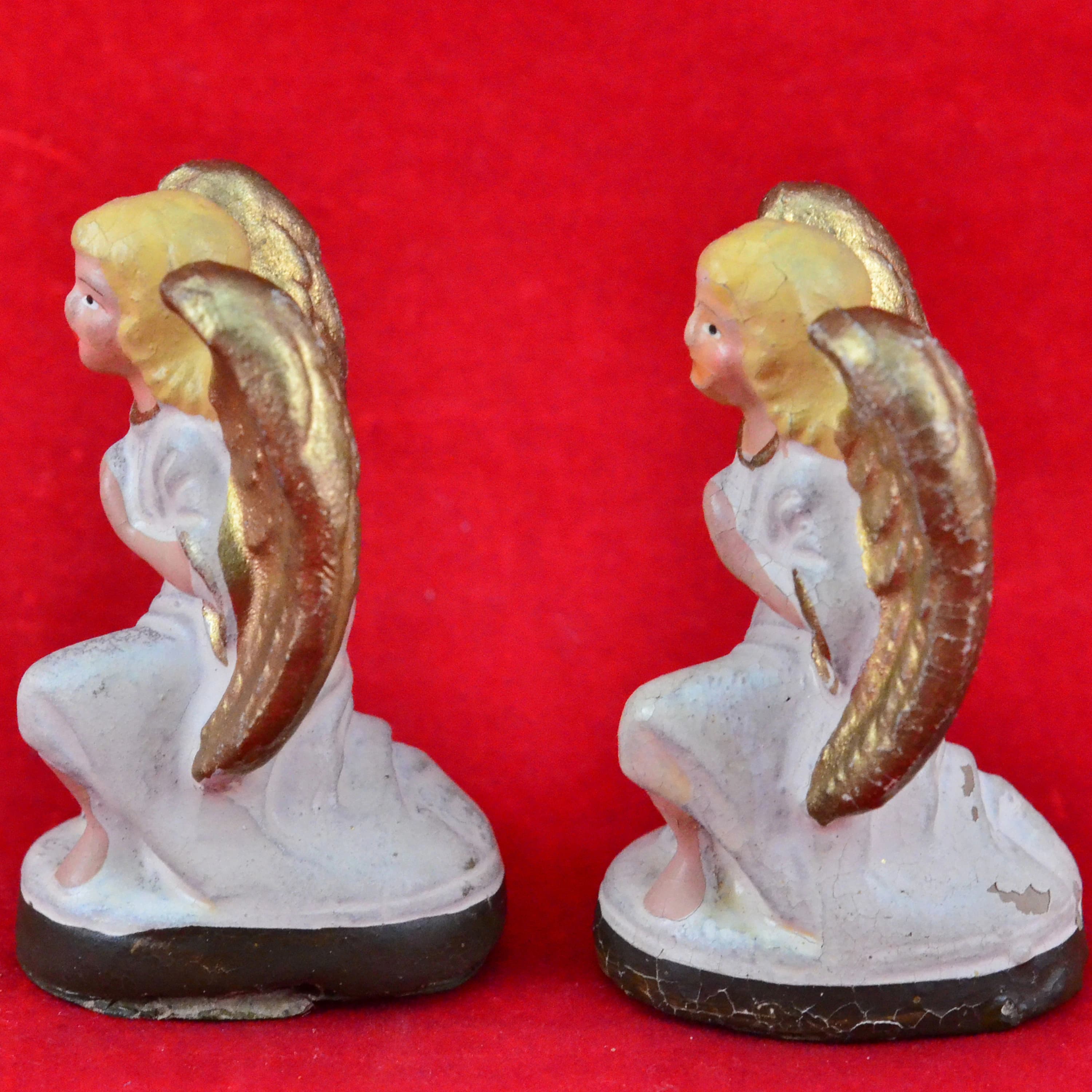 Set of 2 Vintage Christmas Nativity Angels - Germany - Composite Papier Mache - Nativity Crèche Figurine 2" Scale - Christmas Décor - image 5