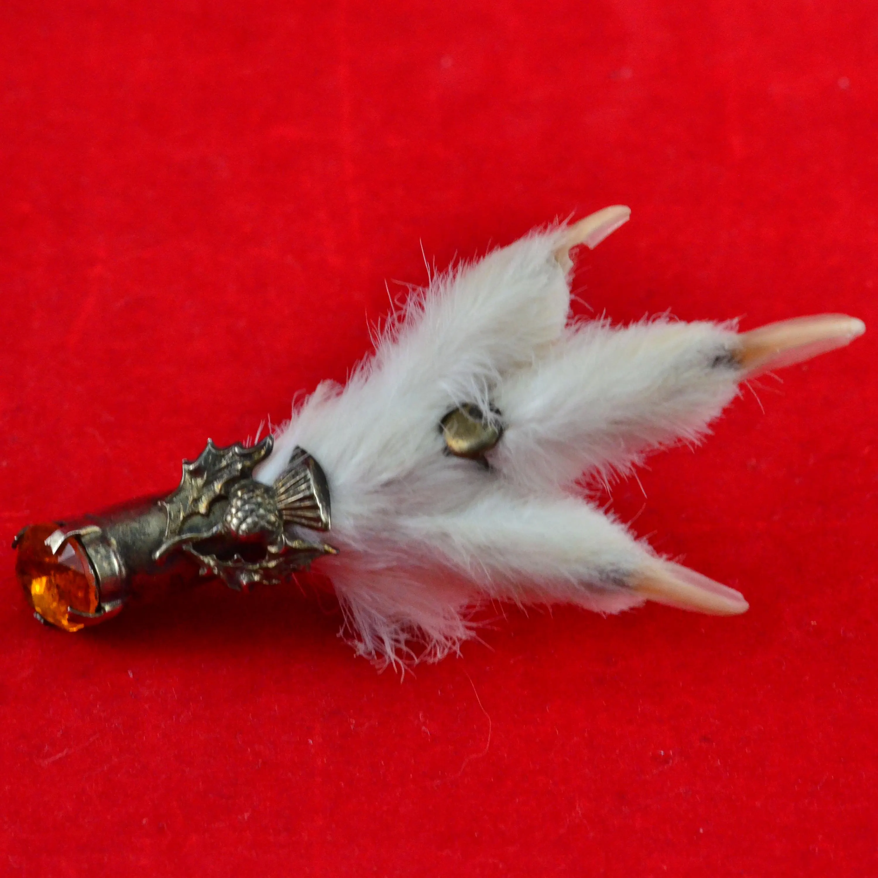Antique Lucky Scottish Thistle Coat of Arms Brooch Grouse Claw with Citrine Glass Stone - Robert Burns Day - Kilt Pin - image 5