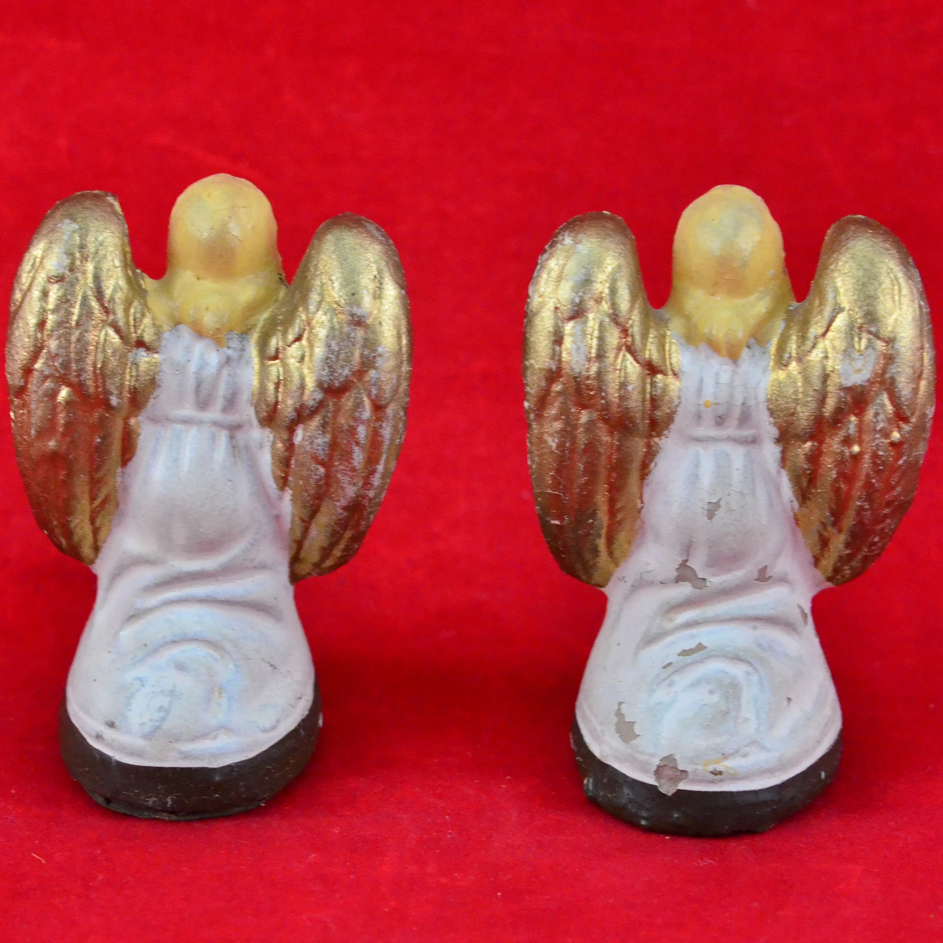 Set of 2 Vintage Christmas Nativity Angels - Germany - Composite Papier Mache - Nativity Crèche Figurine 2" Scale - Christmas Décor - image 4