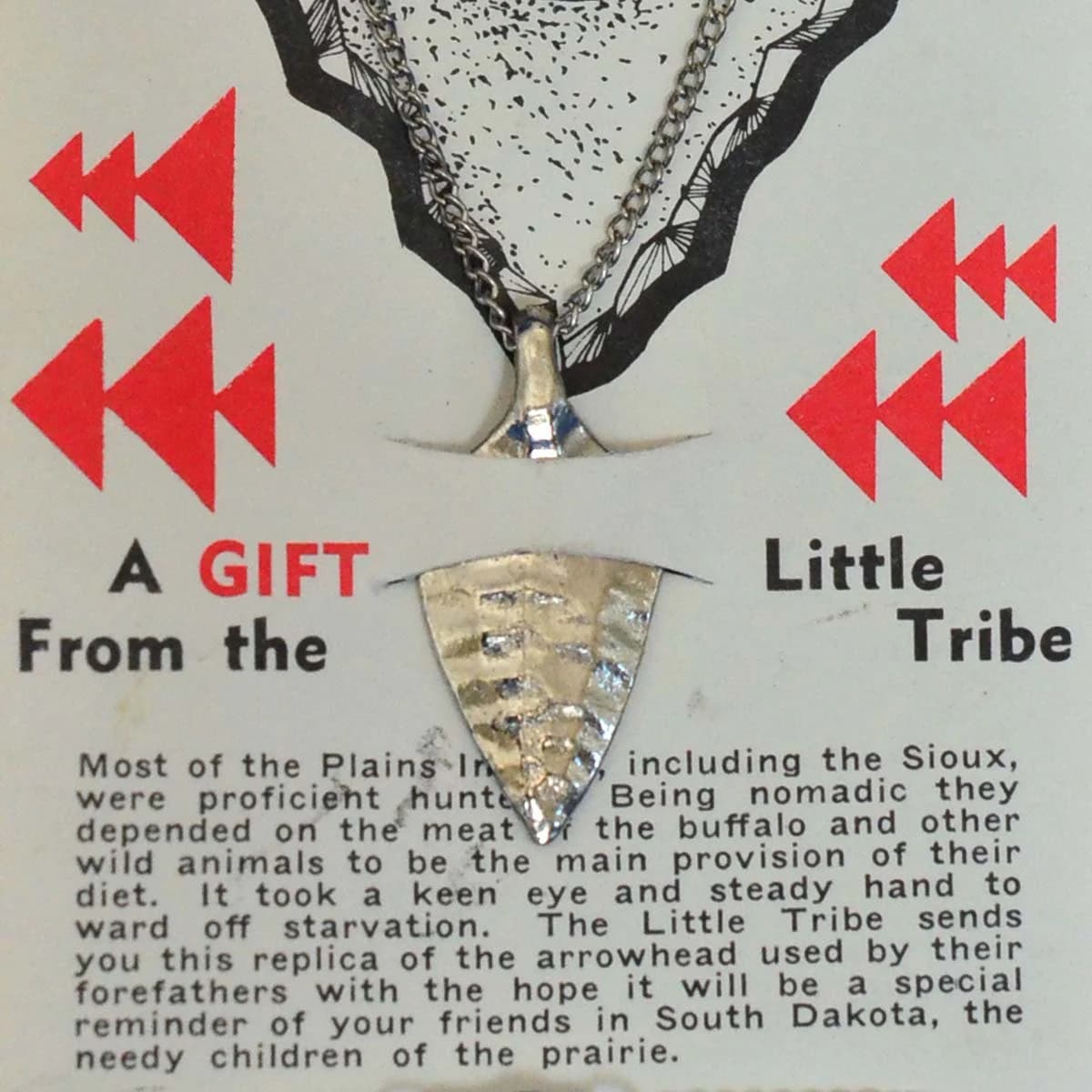 Vintage St Joseph's Indian School Chamberlain South Dakota Arrowhead Pendant Necklace - Souvenir - Original Card with Story - Little Tribe - image 5