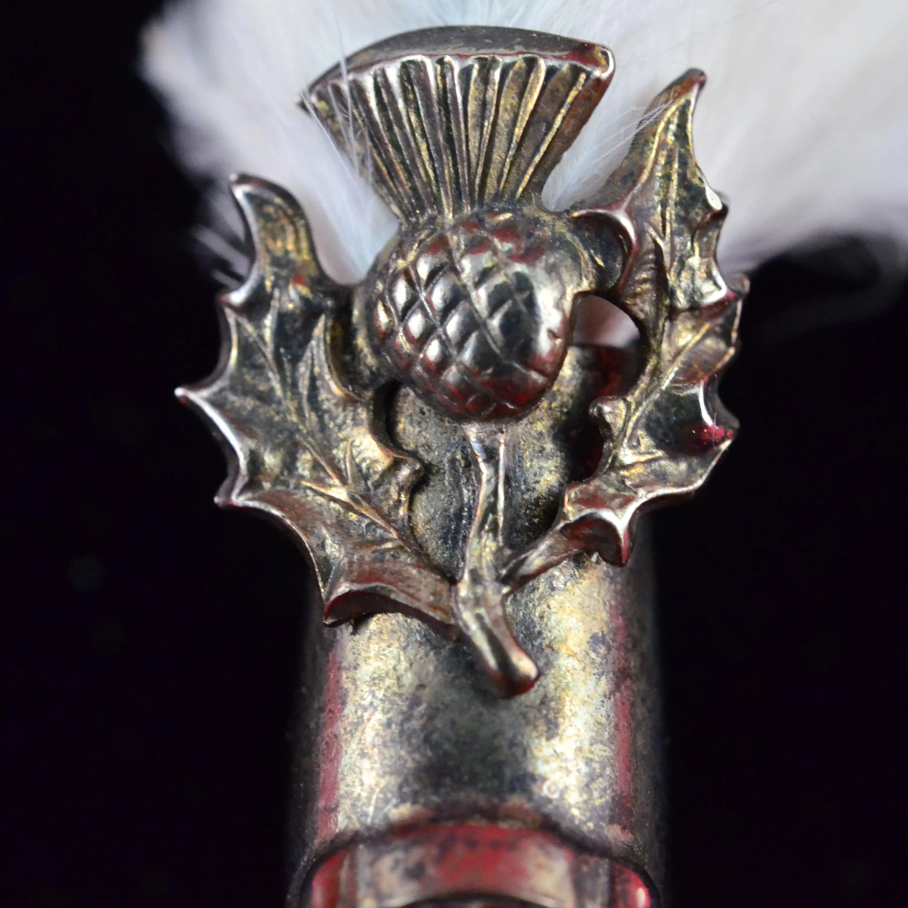 Antique Lucky Scottish Thistle Coat of Arms Brooch Grouse Claw with Citrine Glass Stone - Robert Burns Day - Kilt Pin - image 3