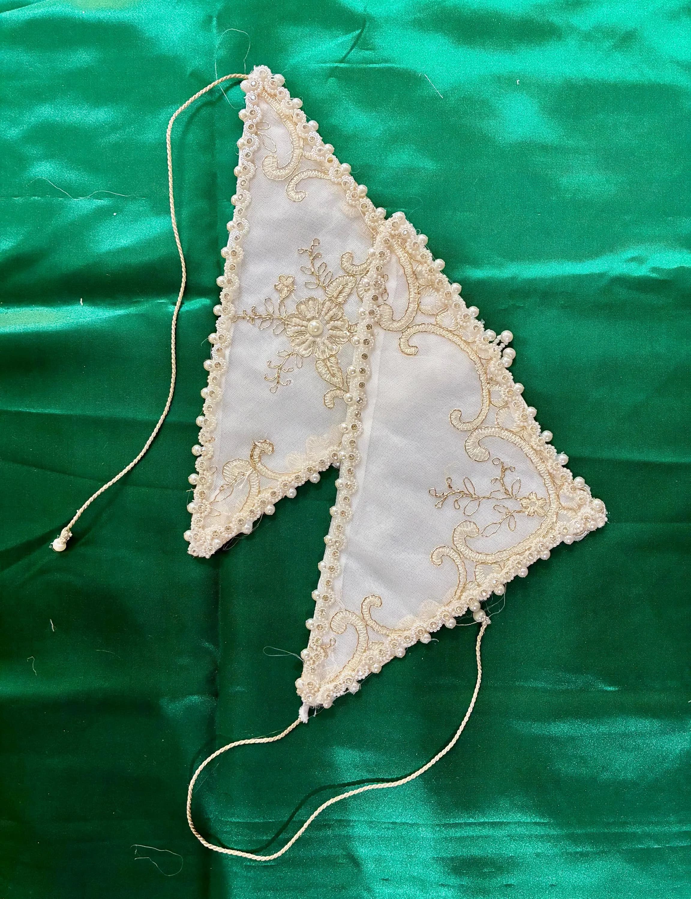 Ivory & Gold Embroidered Wedding Hand Fan Cover – Pearl and Sequin Edged Nikah Ceremony Accessory