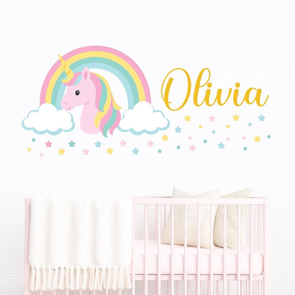 Personalized Unicorn Wall Decal: Rainbow Nursery Decor - image 4