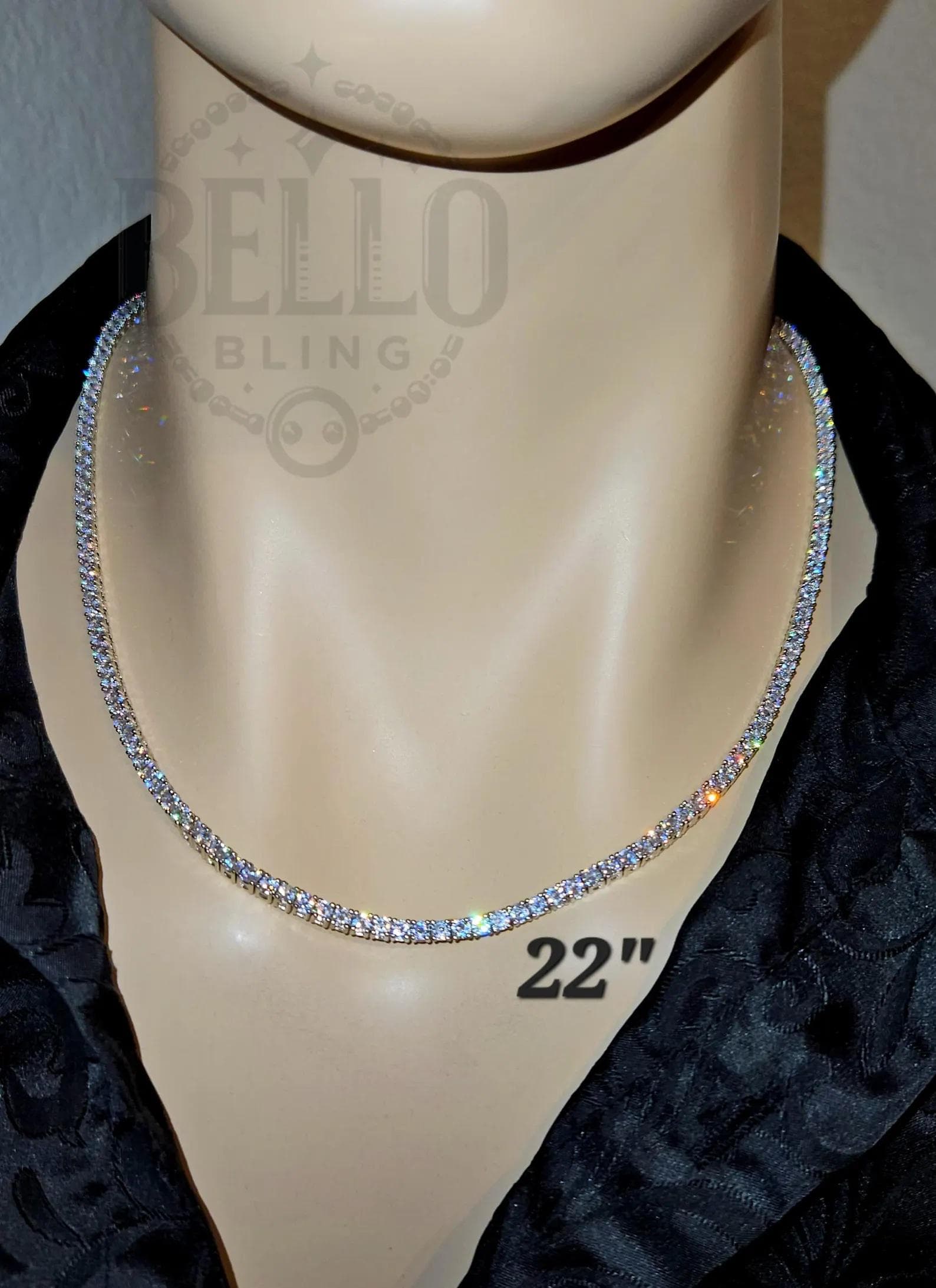 Tennis Chain Necklace, Iced Prong Handset 3mm VVS Cz Diamond Choker Chain, Dainty Tennis Necklace Silver, Mens Women Classic Tennis Jewelry - image 5