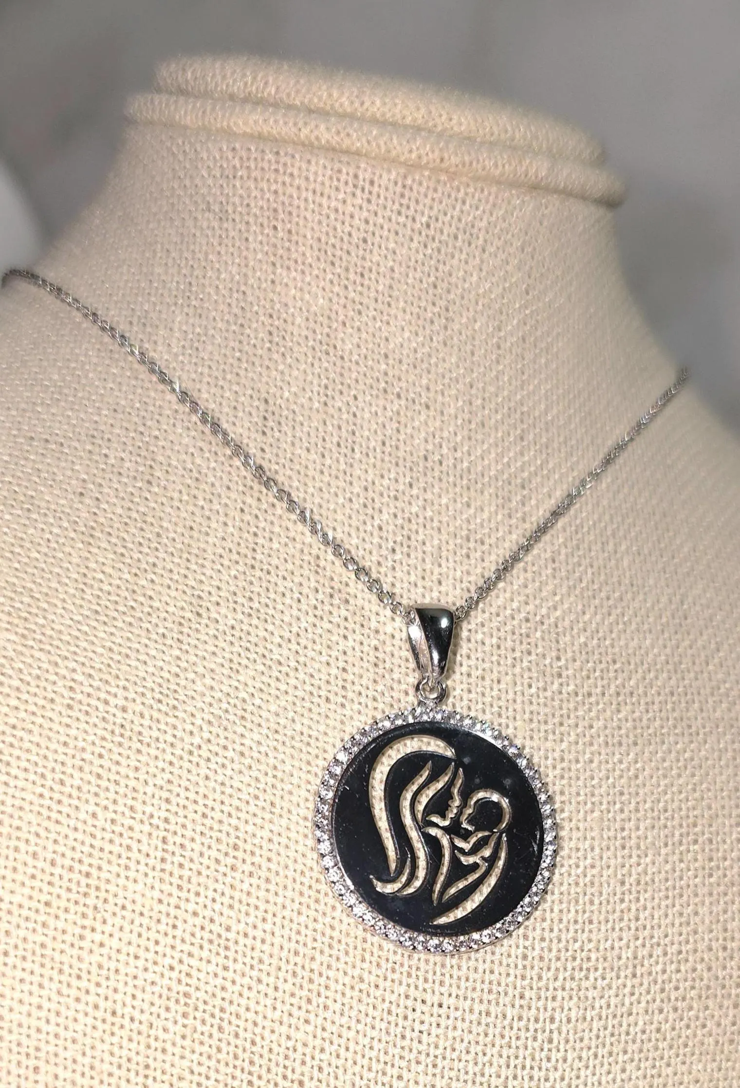 Dainty Minimalist Mother and Child Embrace Pendant Diamond Necklace -  Sentimental Sterling Silver Mom & Baby Love, Baby Mama Gift for Her