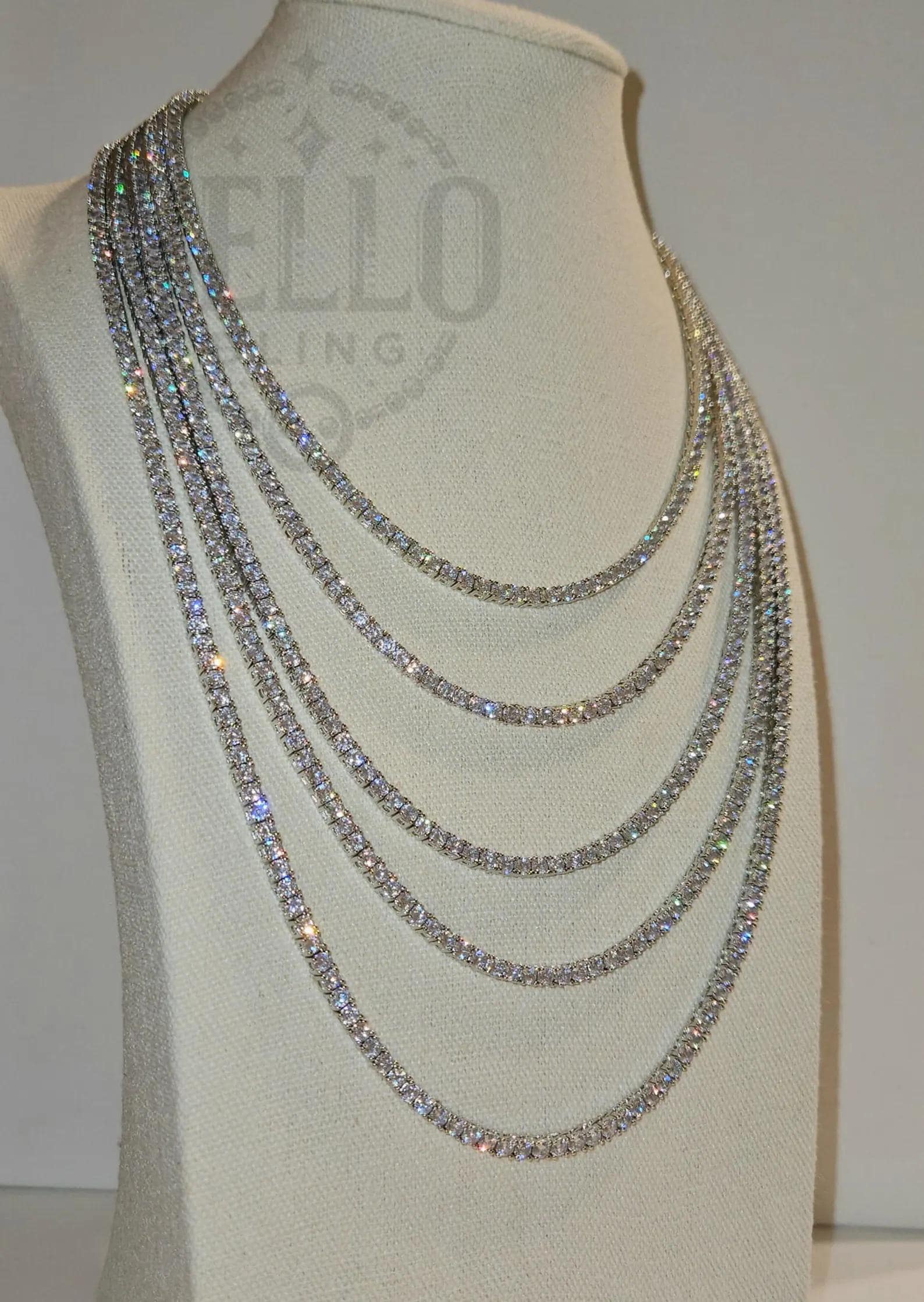 Tennis Chain Necklace, Iced Prong Handset 3mm VVS Cz Diamond Choker Chain, Dainty Tennis Necklace Silver, Mens Women Classic Tennis Jewelry