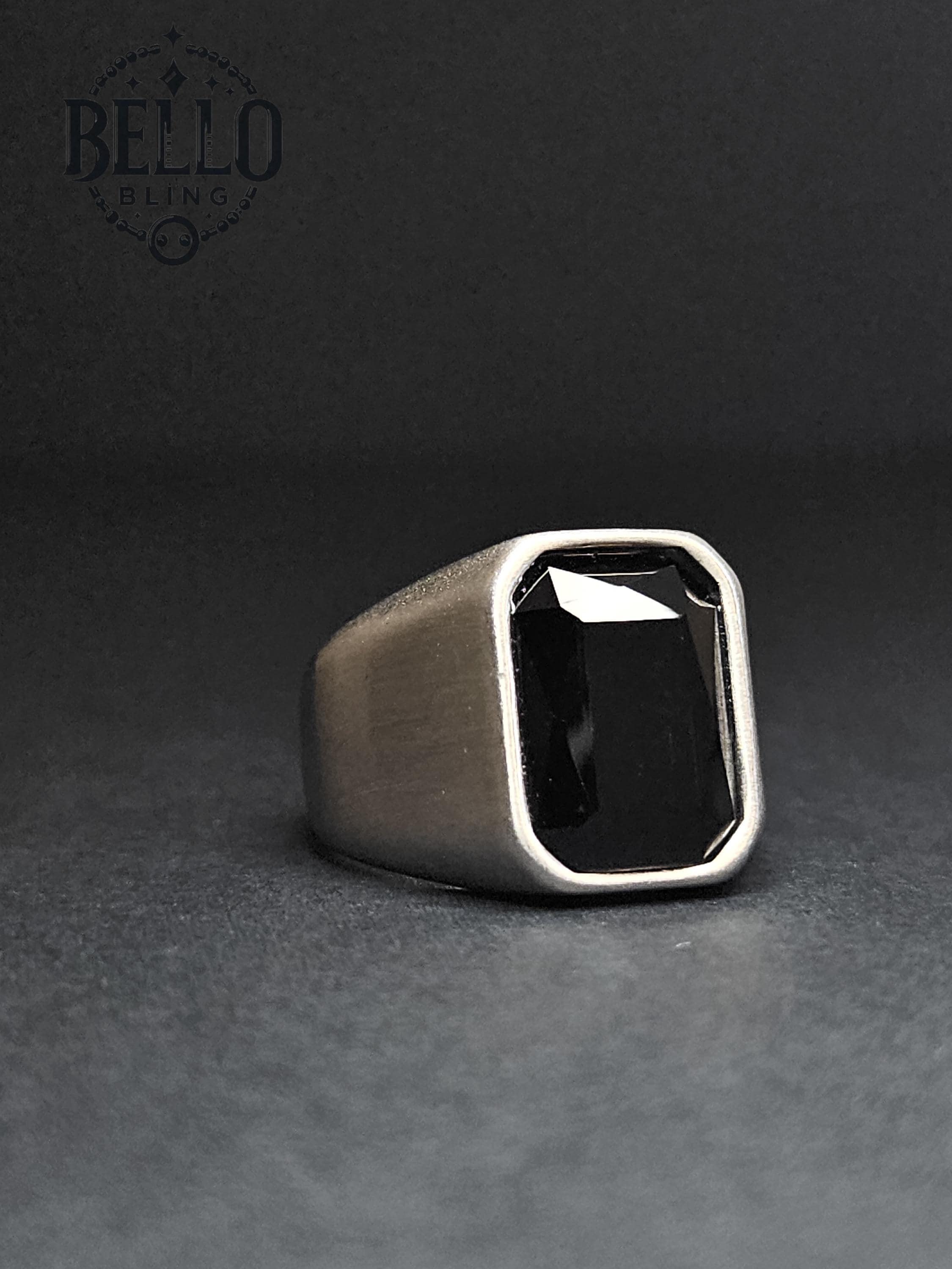 Stainless Steel Ring, Men's Signet Ring, Black CZ Stone, Bold Statement Ring, Gift for Him, Fashion Ring, Statement Jewelry, Hypoallergenic Ring, Men's Fashion, Birthday Gift, Bold Signet Ring, Stainless Steel Men's Signet Ring,Bold Signet Ring