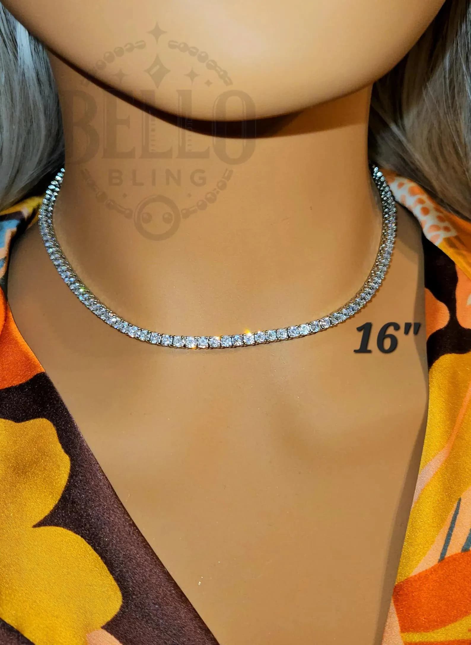 Tennis Chain Necklace, Iced Prong Handset 3mm VVS Cz Diamond Choker Chain, Dainty Tennis Necklace Silver, Mens Women Classic Tennis Jewelry - image 2