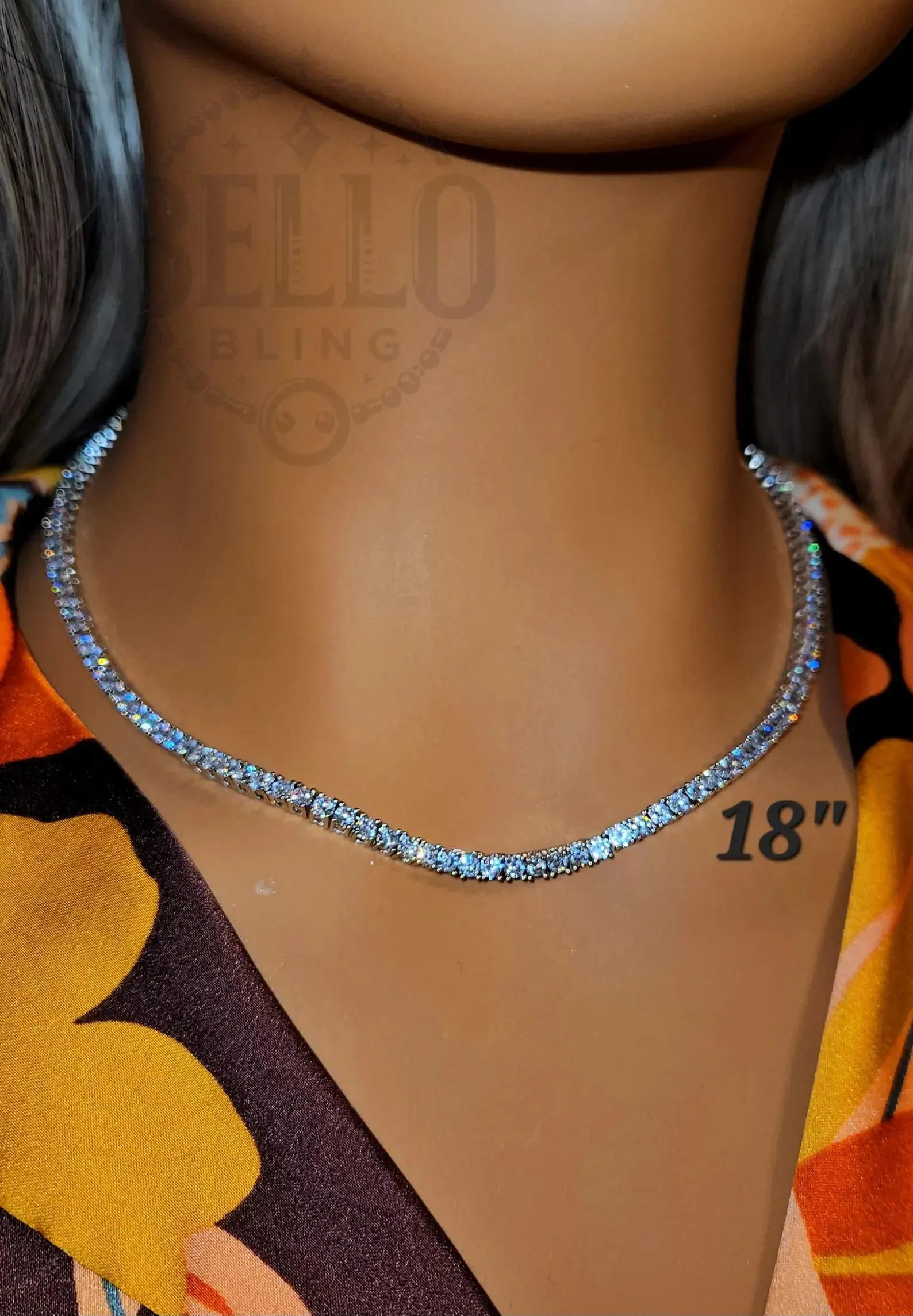 Tennis Chain Necklace, Iced Prong Handset 3mm VVS Cz Diamond Choker Chain, Dainty Tennis Necklace Silver, Mens Women Classic Tennis Jewelry - image 3