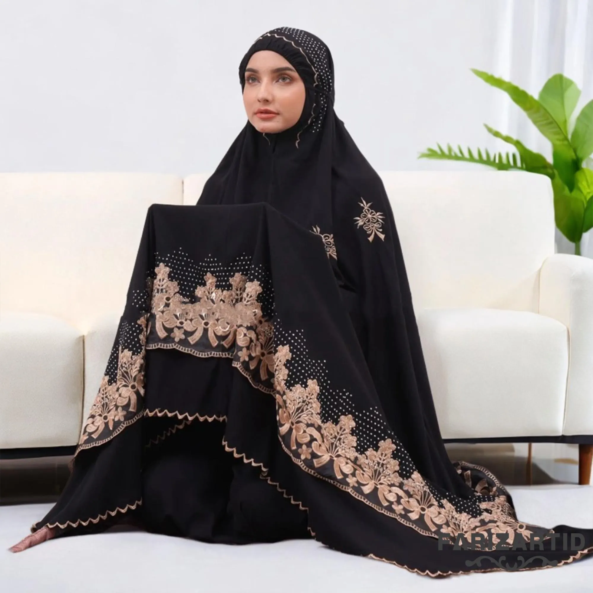 Rayon Cotton Embroidered Adult Mukena With Beads, Muslim Prayer Dress, Muslim Prayer Attire, Prayer Outfit, Muslim Prayer Clothes