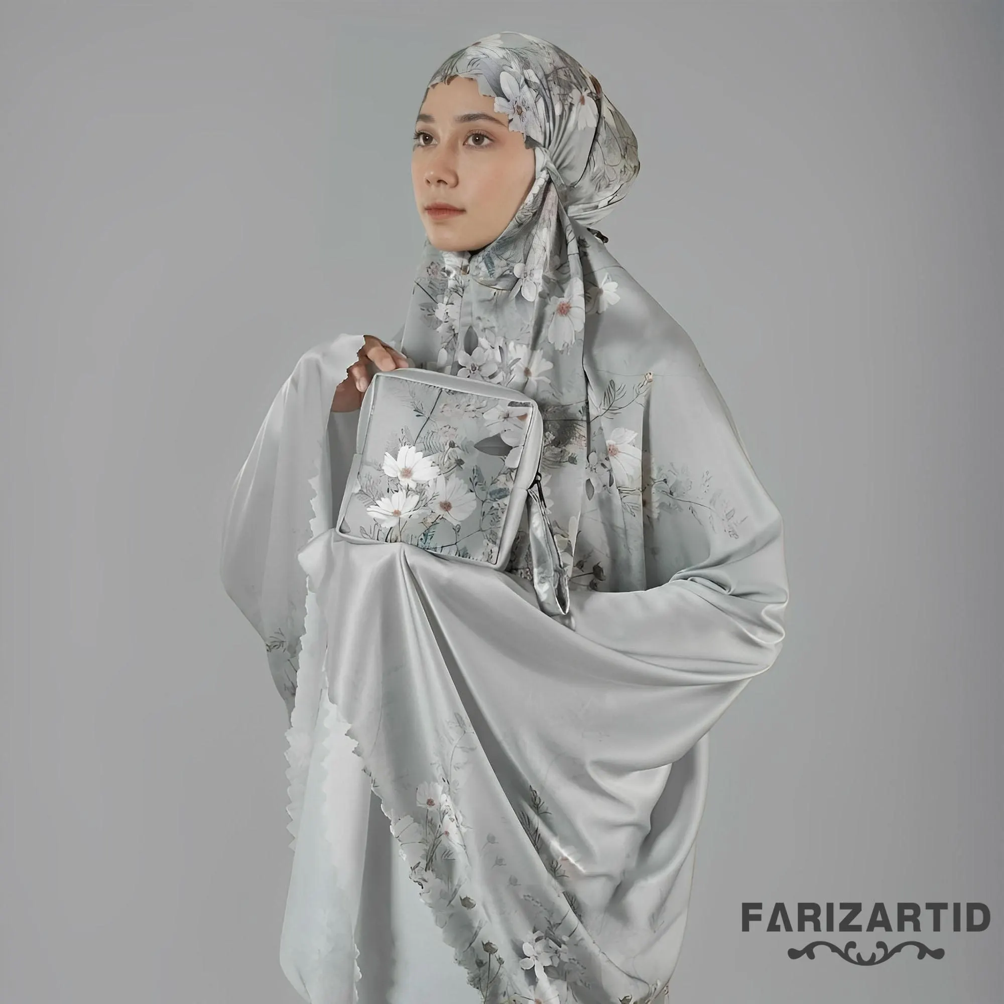 Floral Silk Mukena Set – Vanelsilk 2in1 Prayer Outfit for Women, Muslim Prayer Attire, Prayer Outfit, Muslim Prayer