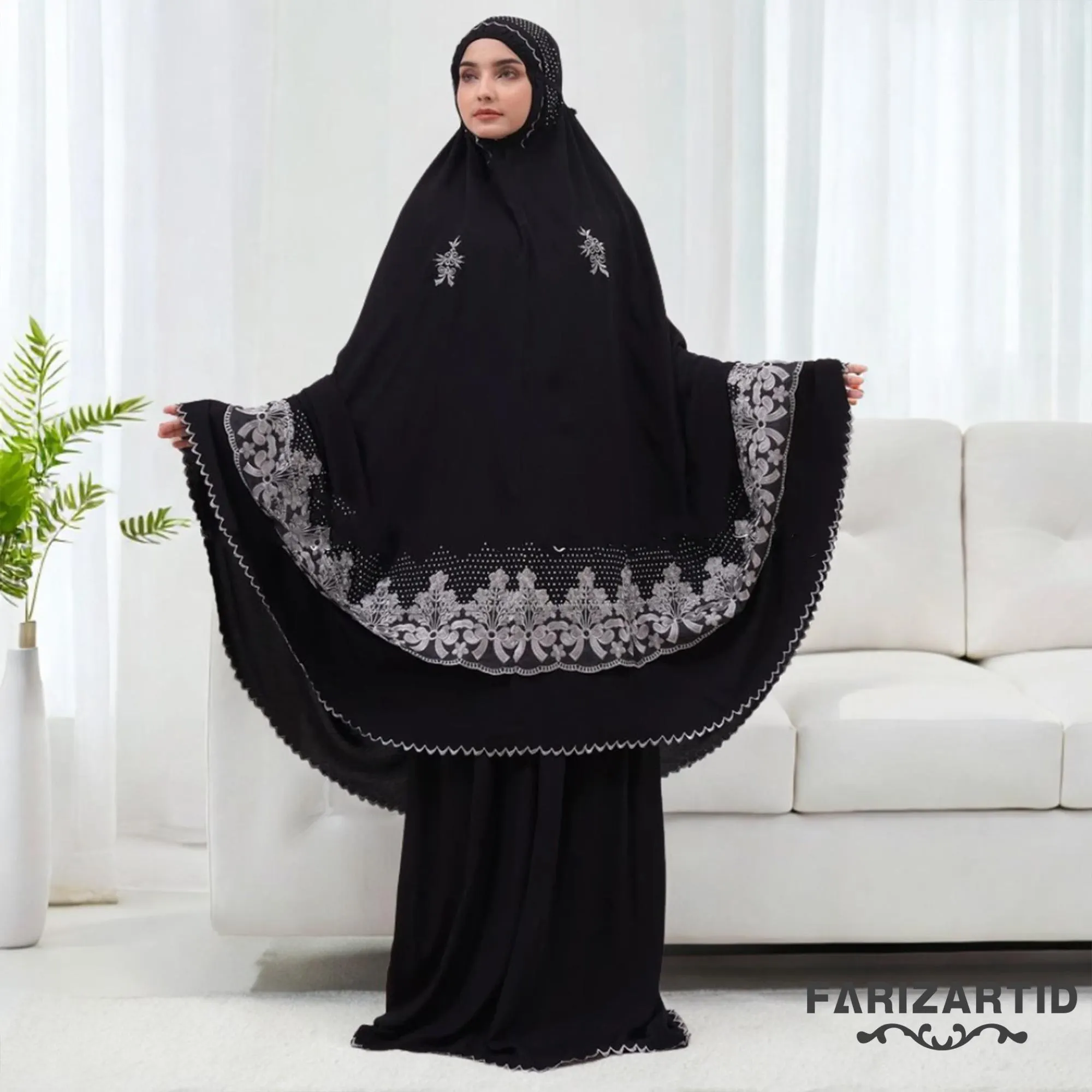 Rayon Cotton Embroidered Adult Mukena With Beads, Muslim Prayer Dress, Muslim Prayer Attire, Prayer Outfit, Muslim Prayer Clothes