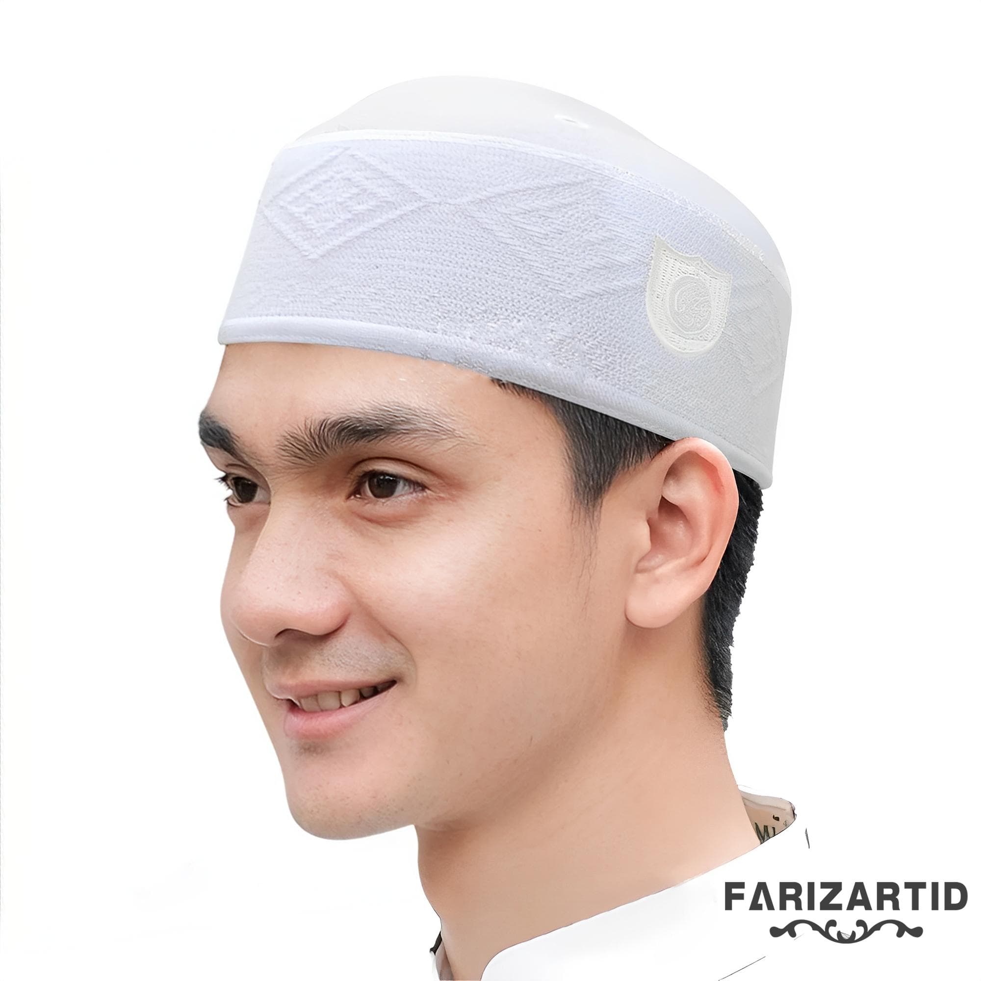 Peci Songkok Textured White Logo Semi Rigid White Peci Spoons Material Comfortable and Elegant,Prayer Cap,Muslim Knit Cap,Religious Cap