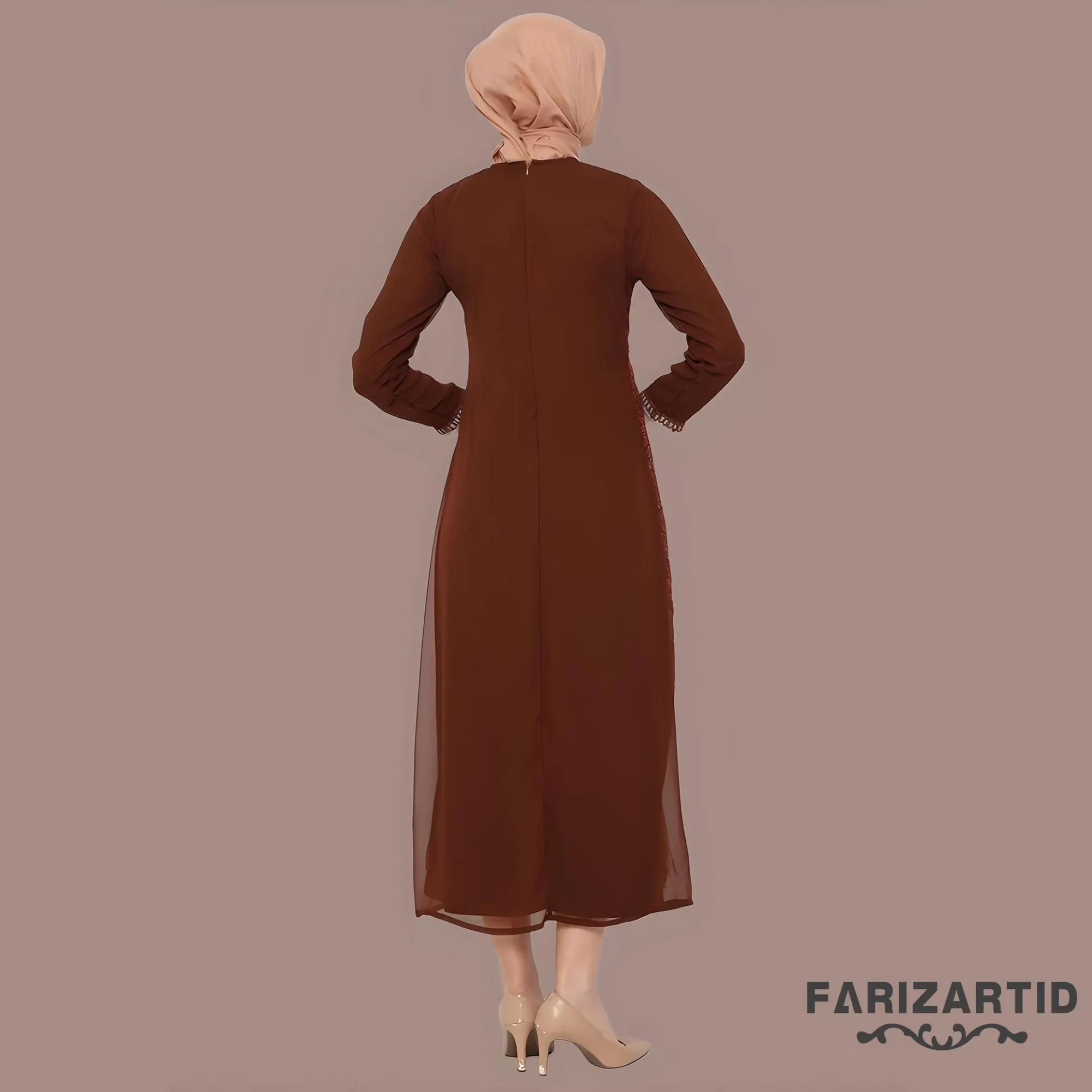 Elegant Kamila Brown Gamis: Premium Design for Modern Muslim Women, Muslim Dress, Muslim Dress Wedding, Women Islamic Dress, Caftan