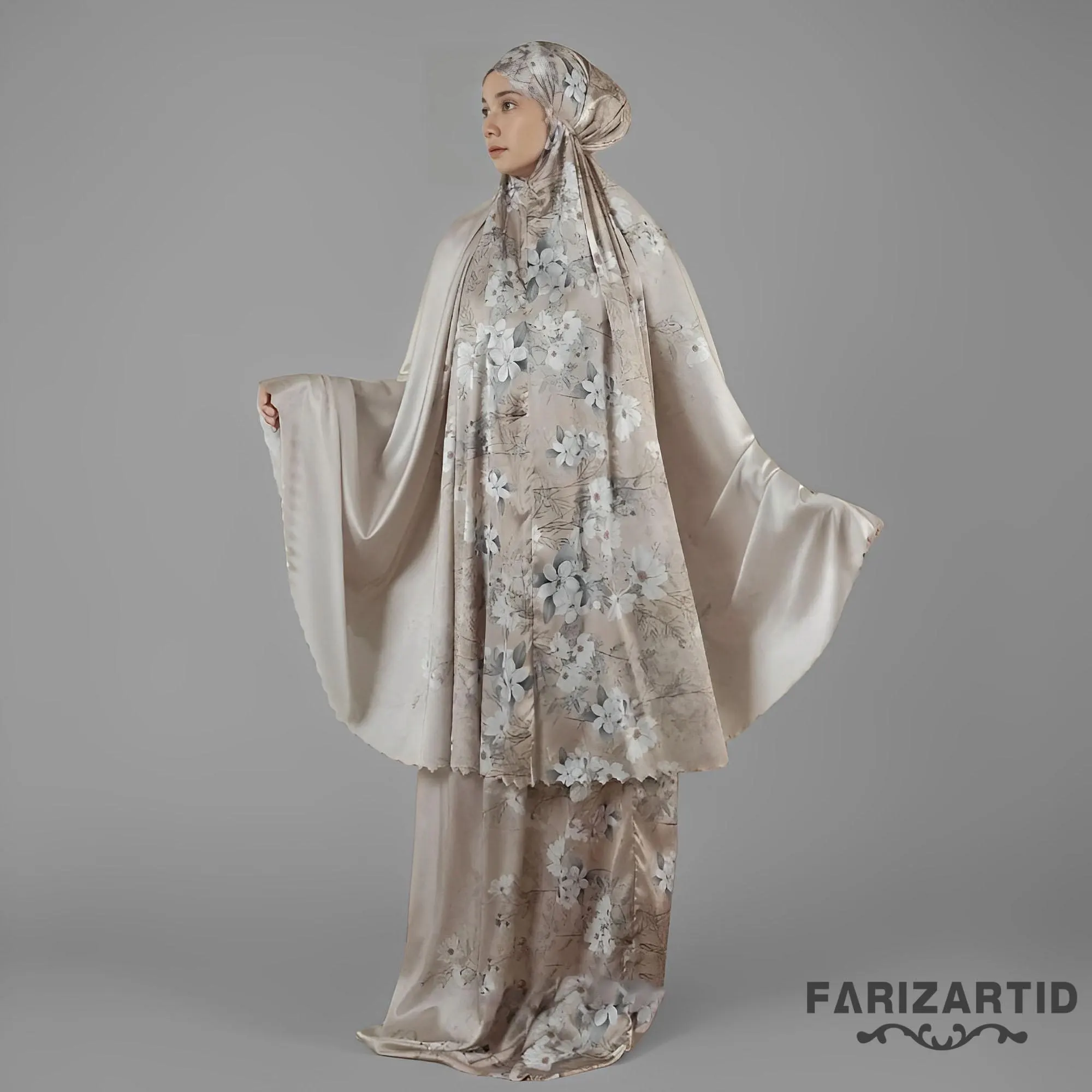 Floral Silk Mukena Set – Vanelsilk 2in1 Prayer Outfit for Women, Muslim Prayer Attire, Prayer Outfit, Muslim Prayer