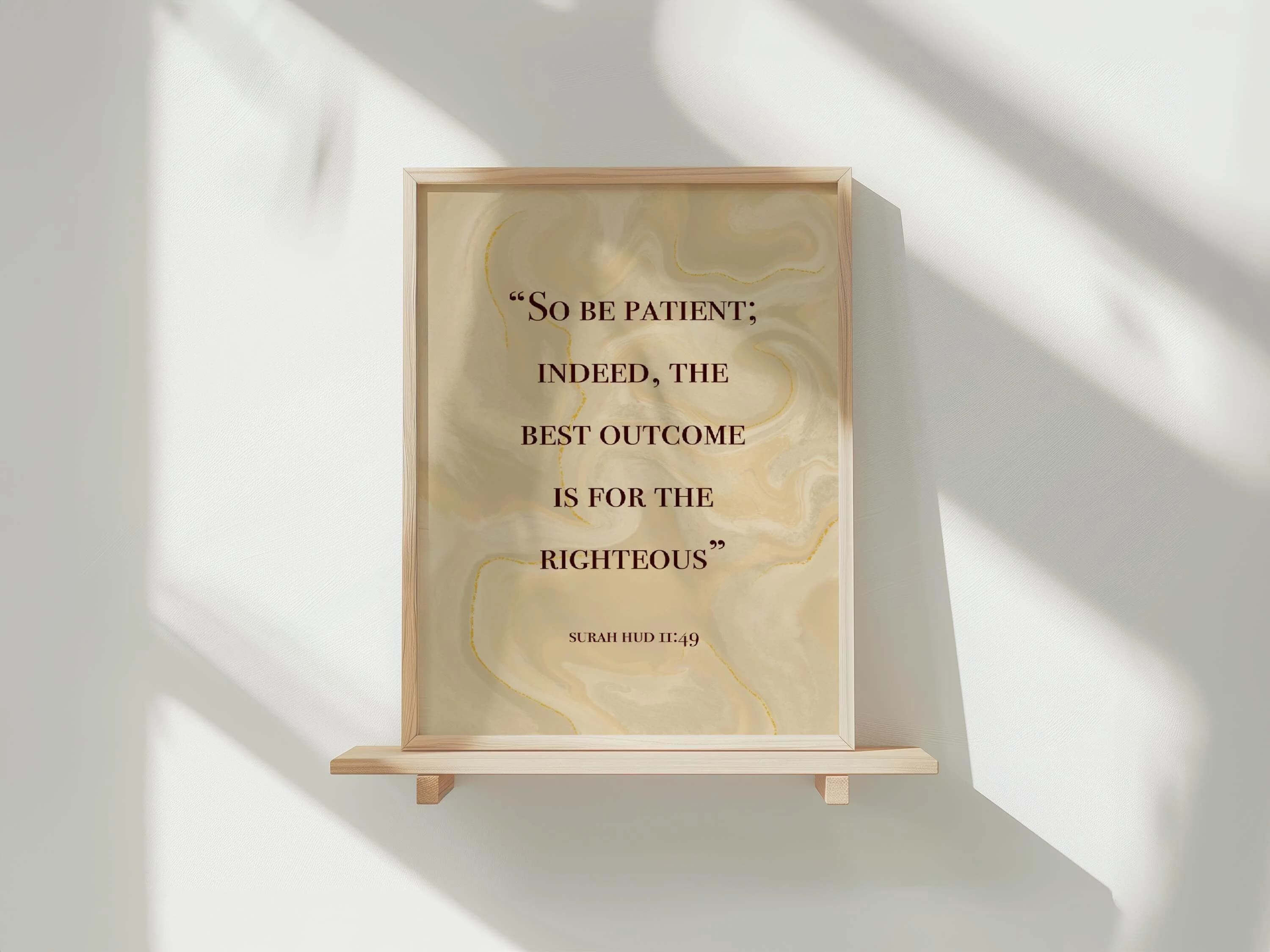 Sabr Beige Marble Islamic Wall art, Quran Quote poster, Minimal Islamic home décor - image 4