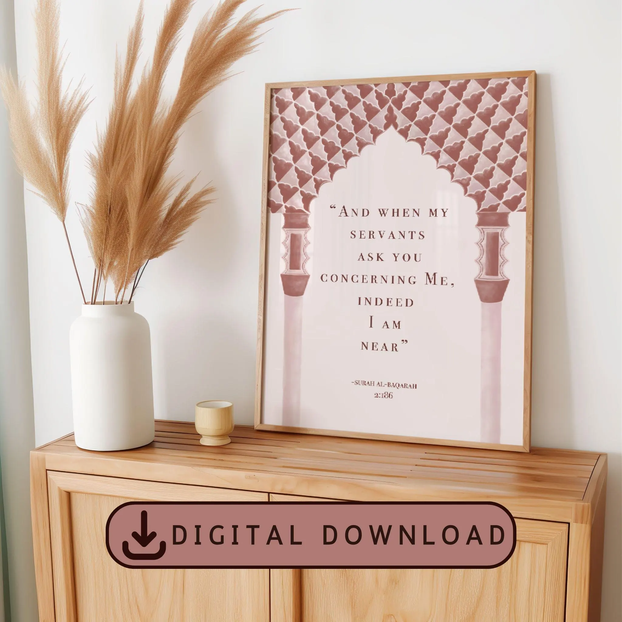 Islamic Wall Art Digital Download, Inspirational Quran Quote, Islamic Masjid Archway Design, Minimalist Muslim Home Décor, Printable Poster